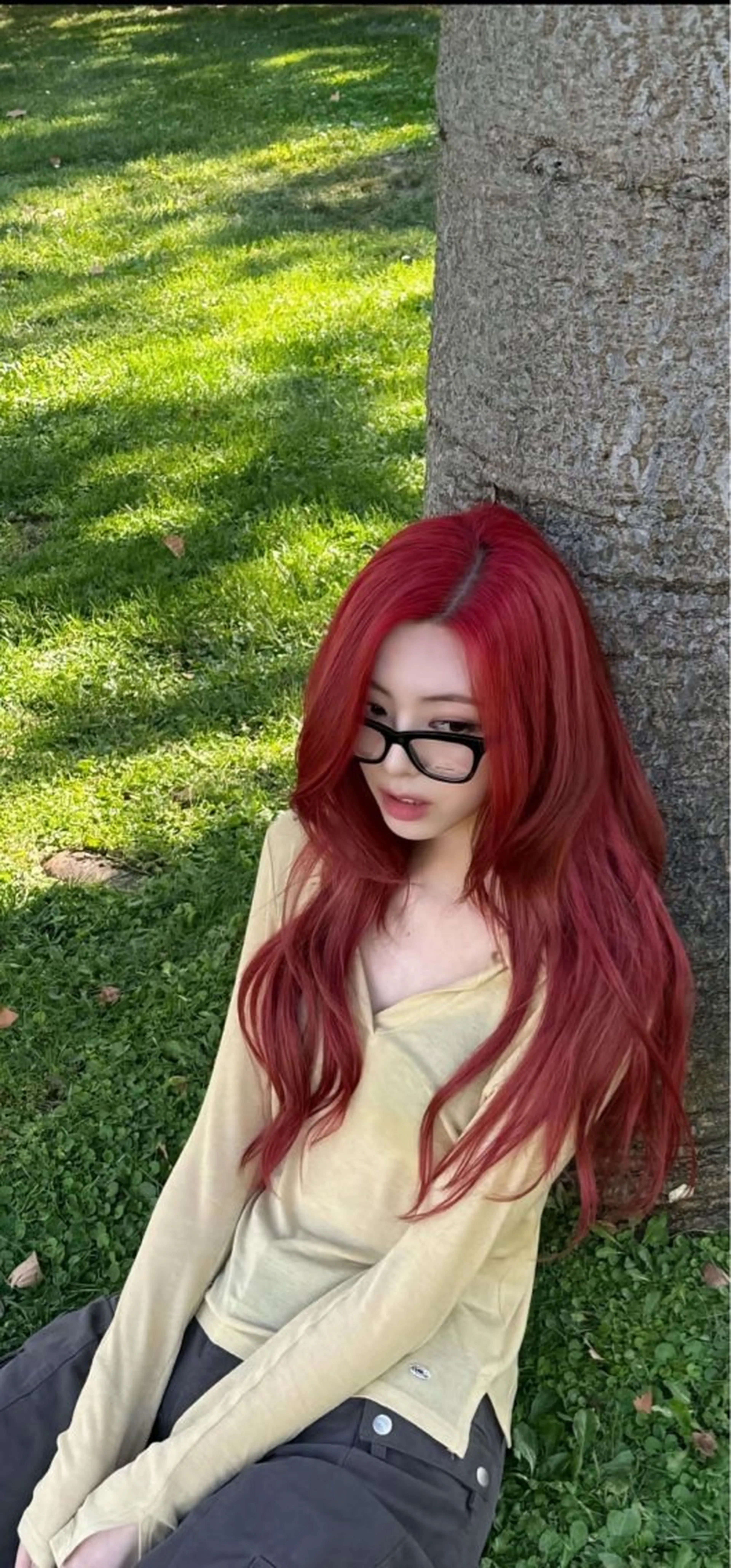 ロング カラー ヘアアレンジ ブリーチ ハイトーンカラー レッドカラー ヘアカラー パーマ トリートメント ヘッドスパ ヘアセット 顔まわりカット の達人のヘアスタイル