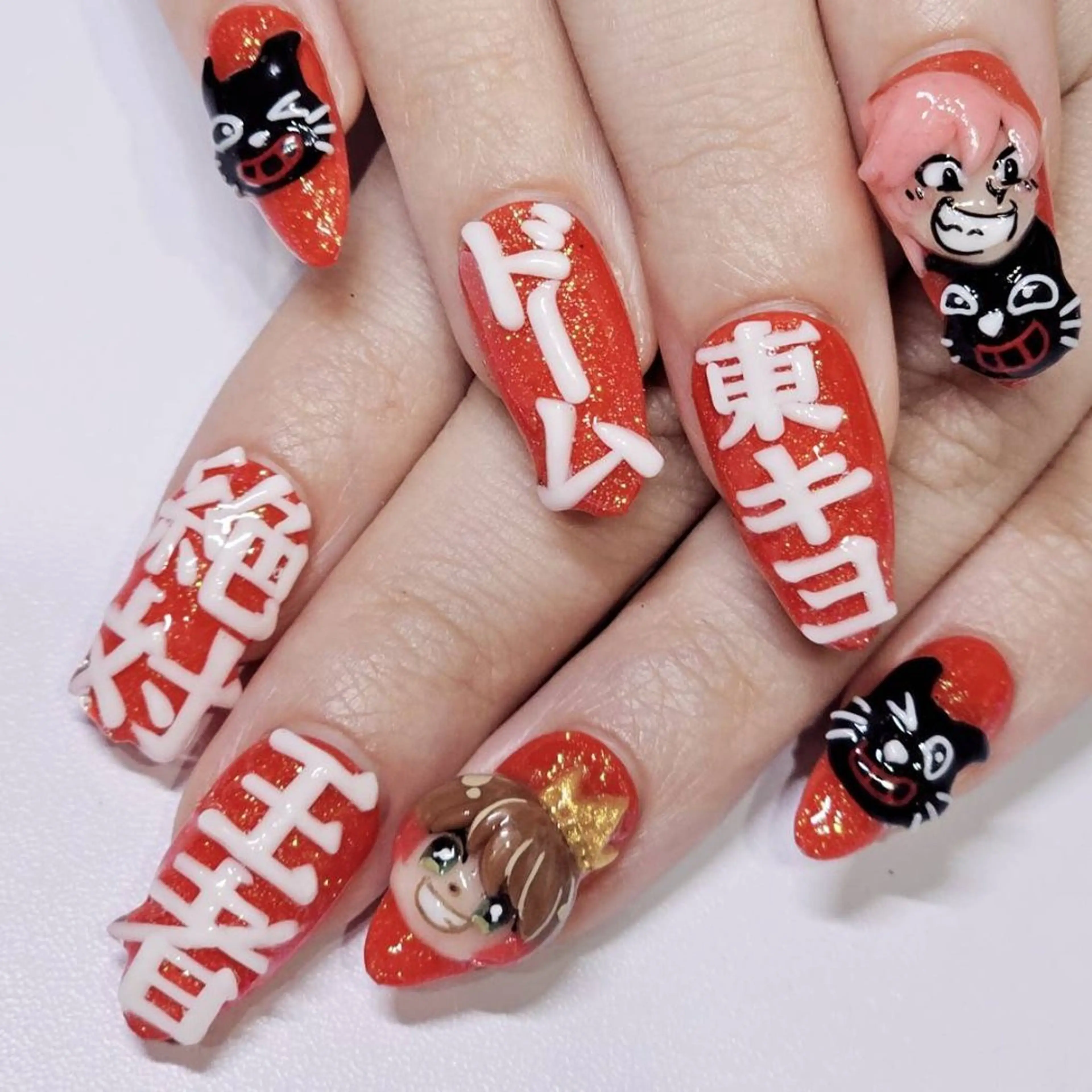 ネイル アートネイル ワンカラーネイル 赤色 ネイルチップ ハンドネイル よしだ ひろきのネイルデザイン