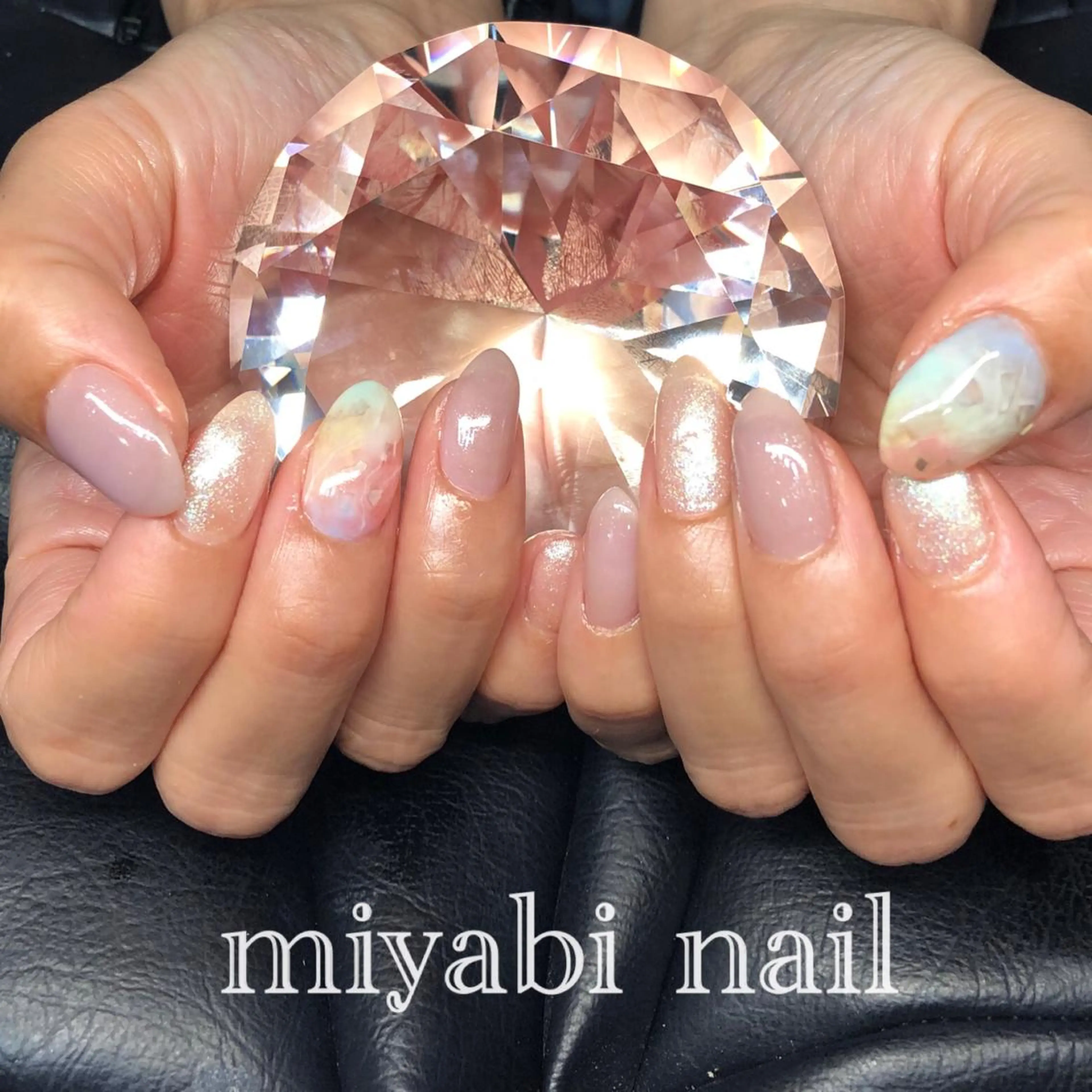 ネイル アートネイル ジェルネイル ラメ(グリッター) 大理石ネイル(マーブル) 持ち込み ハンドネイル miyabi nail 桂川駅近くのネイルデザイン