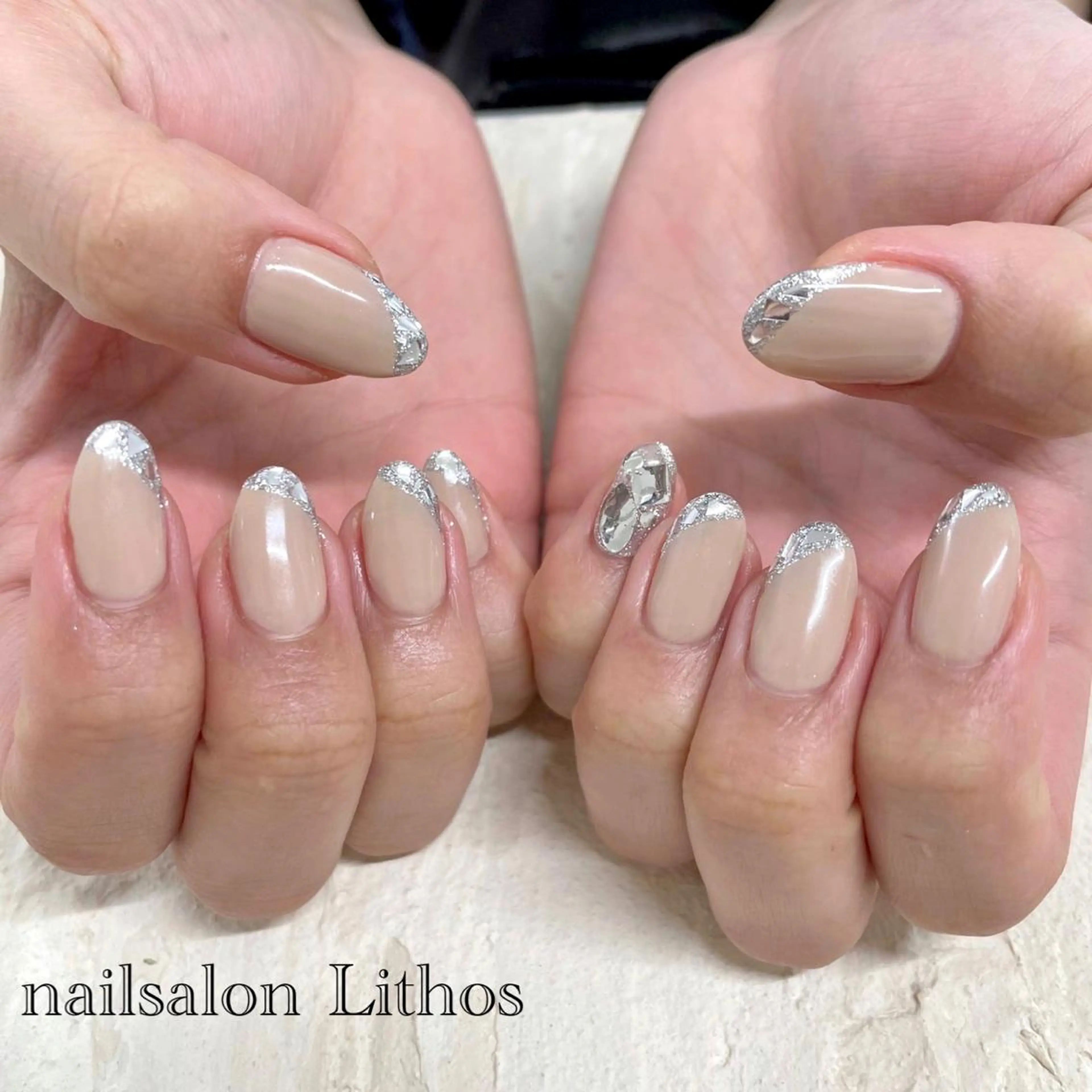 ネイル フレンチネイル ガラスフレンチ ハンドネイル nailsalon Lithos所属・nailsalon Recontreのネイルデザイン