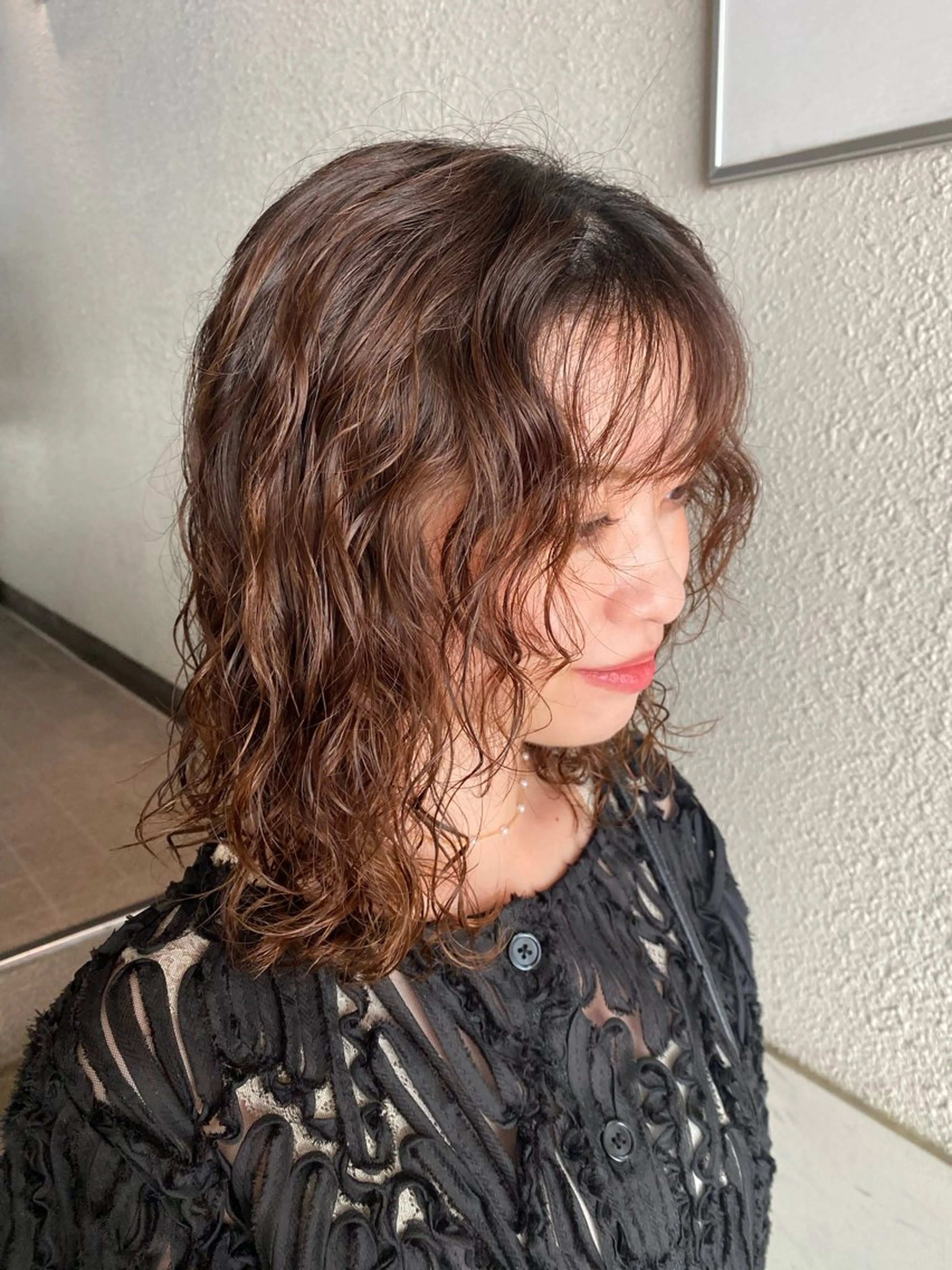 セミロング パーマ カット パーマ ナチュラルヘア🫧 ナナミのヘアスタイル