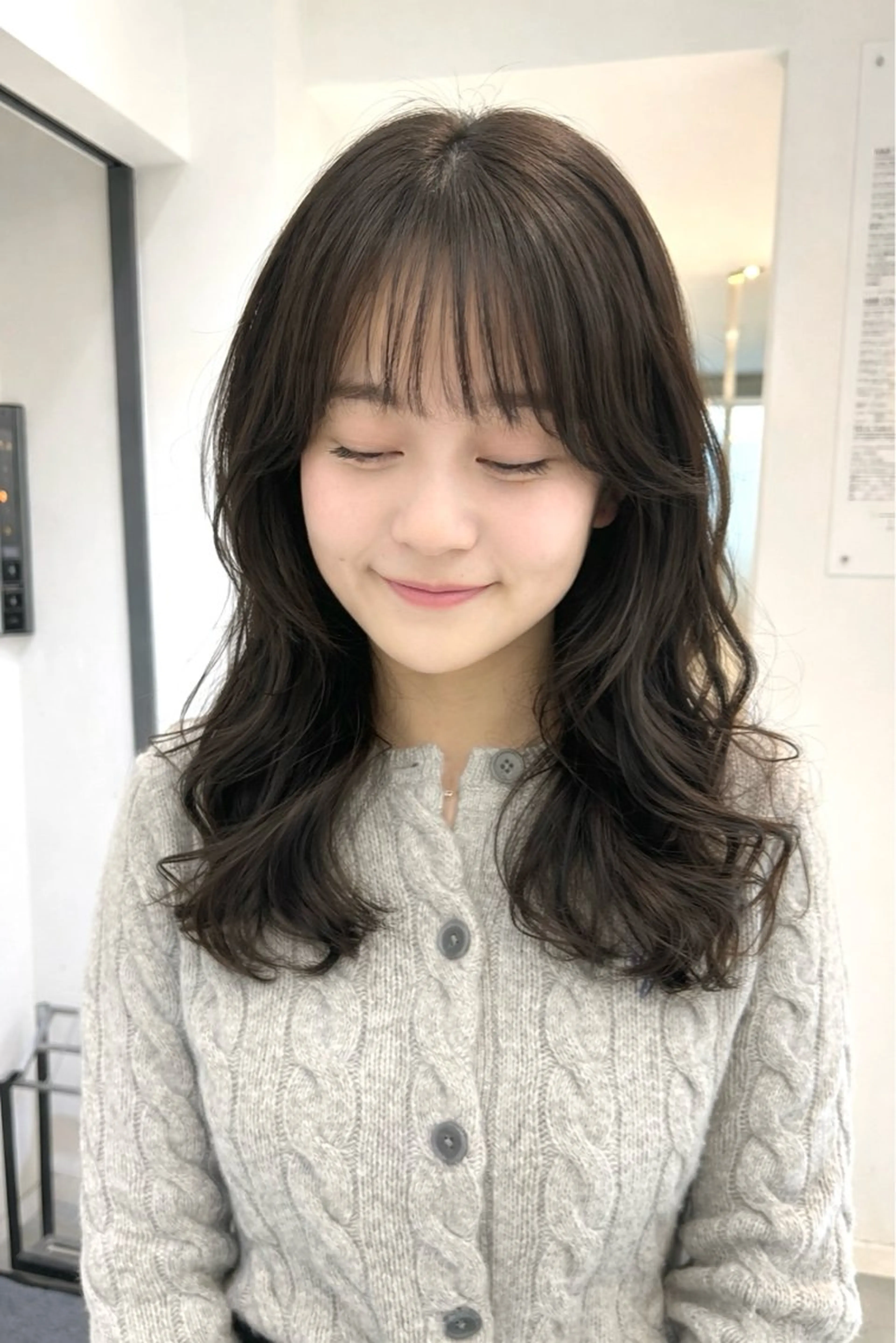 ロング カラー パーマ デジタルパーマ カット ヘアカラー パーマ デジタルパーマ/ コテ巻き風パーマのヘアスタイル