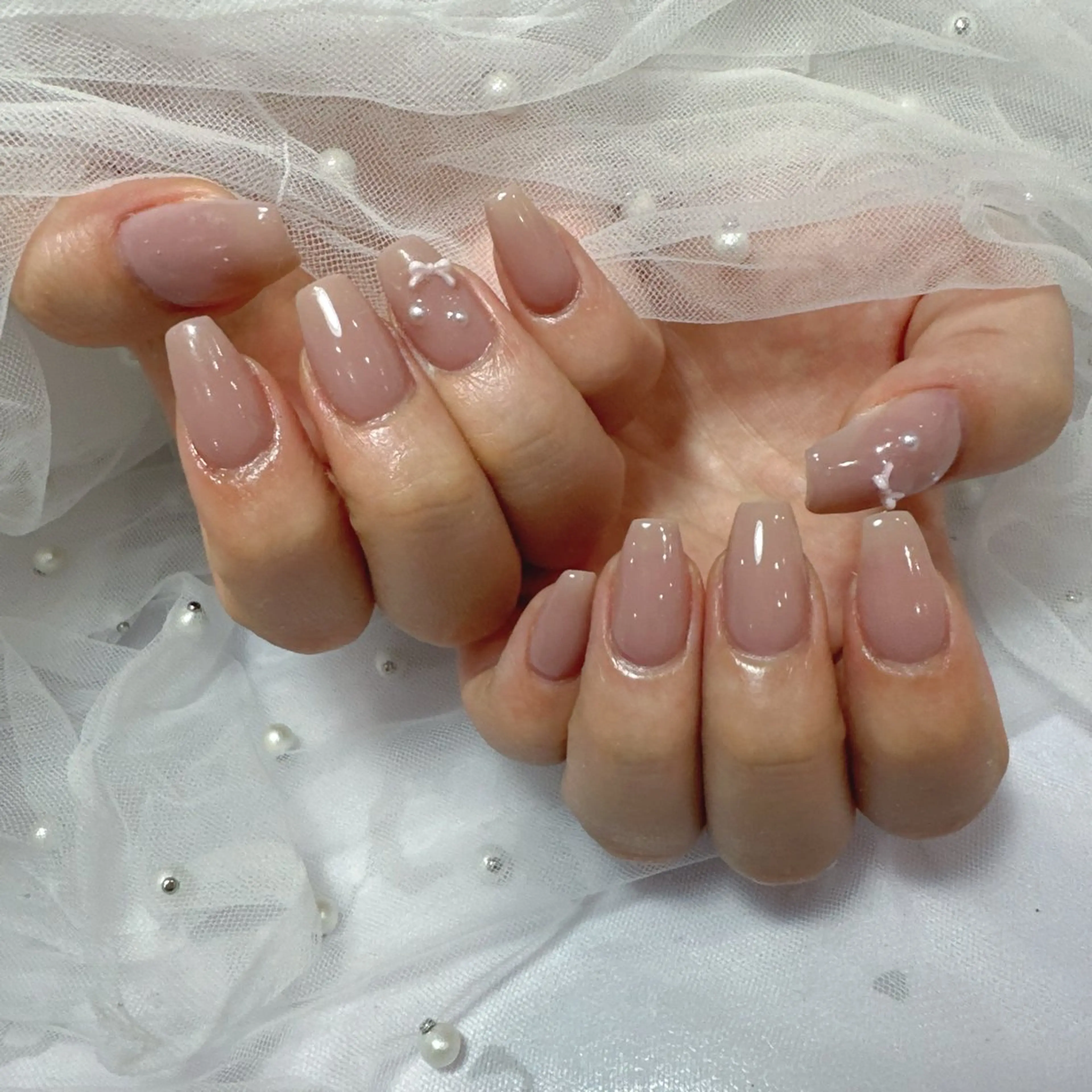 ネイル アートネイル フラッシュネイル フレンチネイル ジェルネイル ガラスフレンチ ハンドネイル You&Me Miyuのネイルデザイン