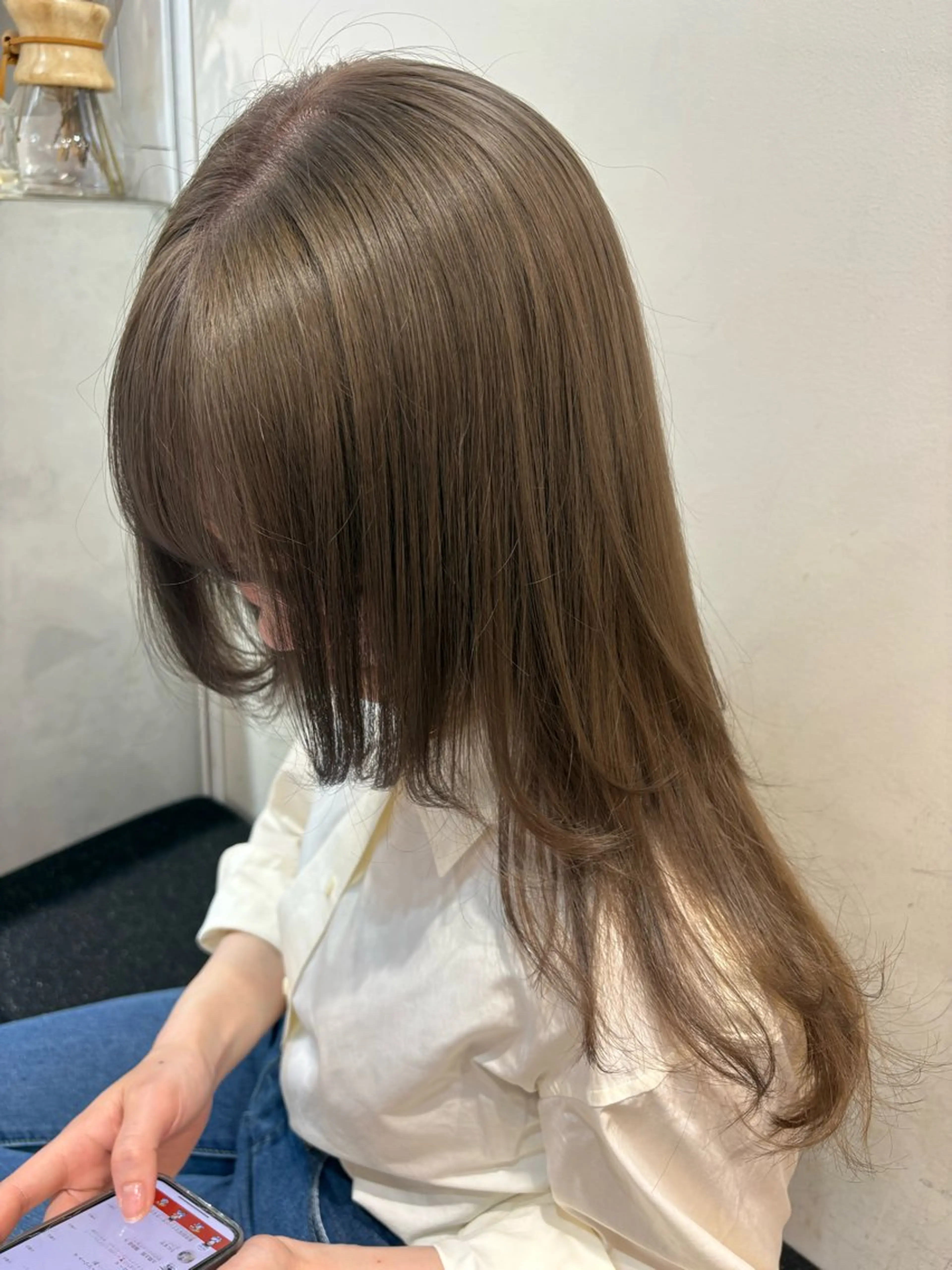 セミロング カラー ヘアアレンジ ベージュカラー オリーブベージュ カット ヘアカラー トリートメント 🧸艶々韓国ヘア 🧁mizunaのヘアスタイル