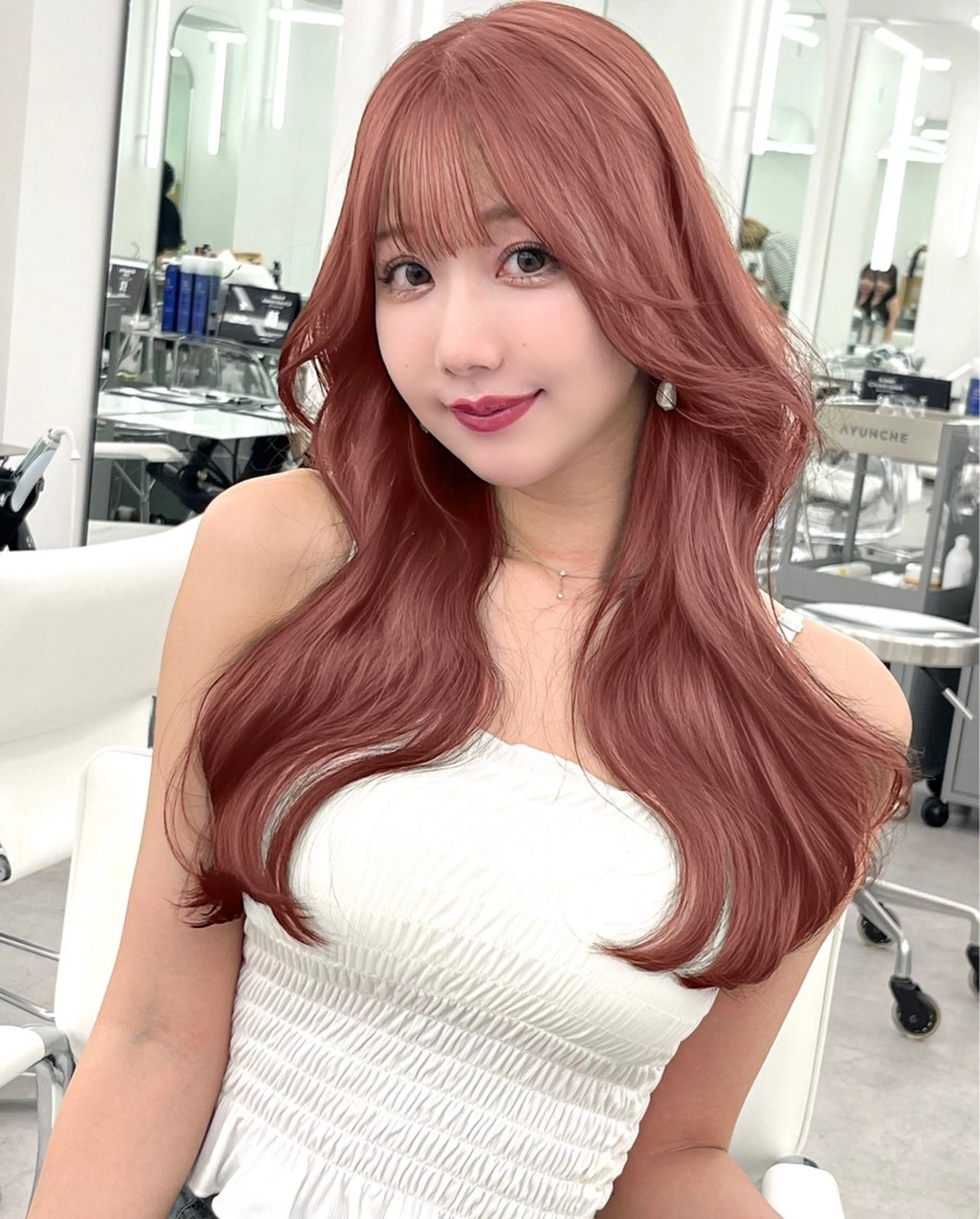 ロング カラー アッシュ ベージュカラー 黒髪 ブリーチ ブルーカラー 透明感カラー✨🩵 韓国ヘアkanatoのヘアスタイル