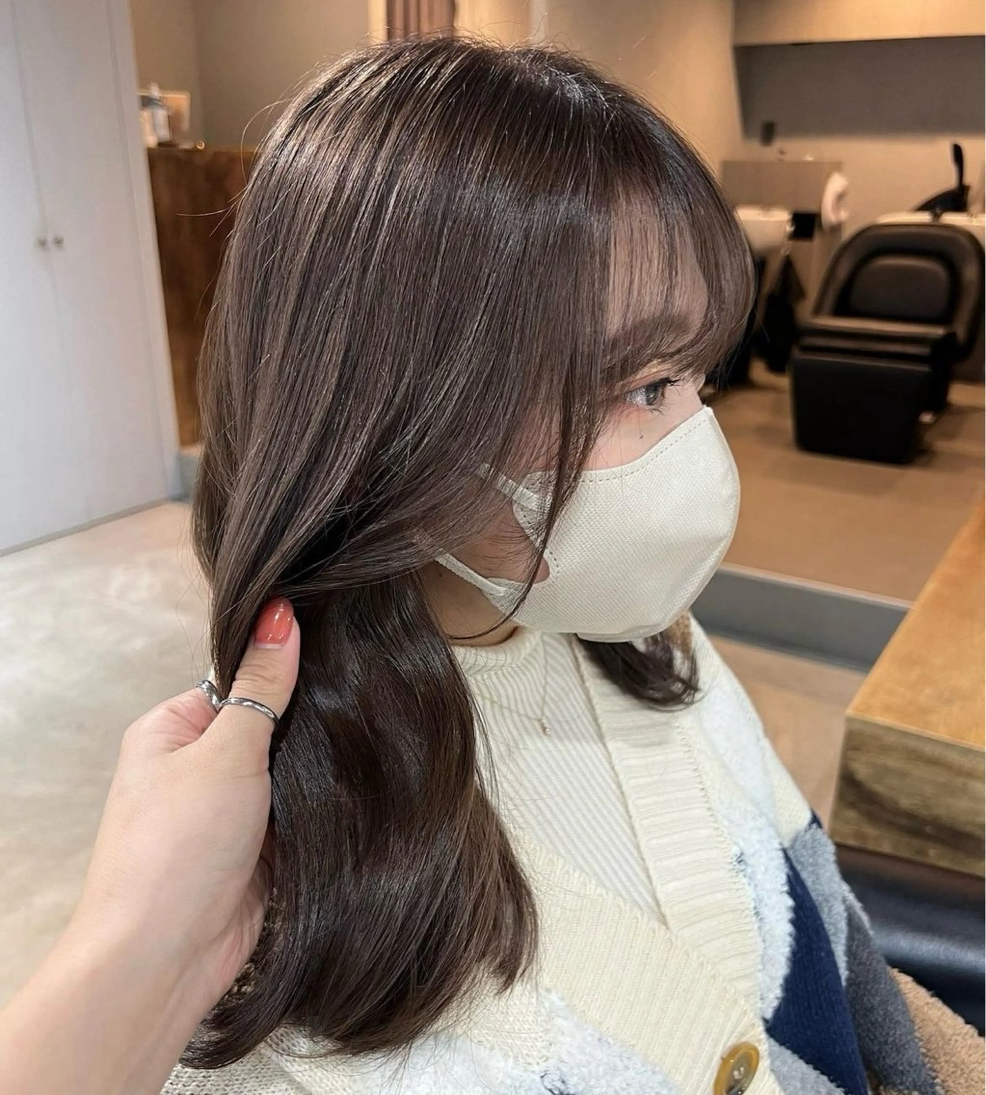 ミディアム カラー ベージュカラー カット ヘアカラー トリートメント akane/ベージュ /オリーブ/ブラウンのヘアスタイル