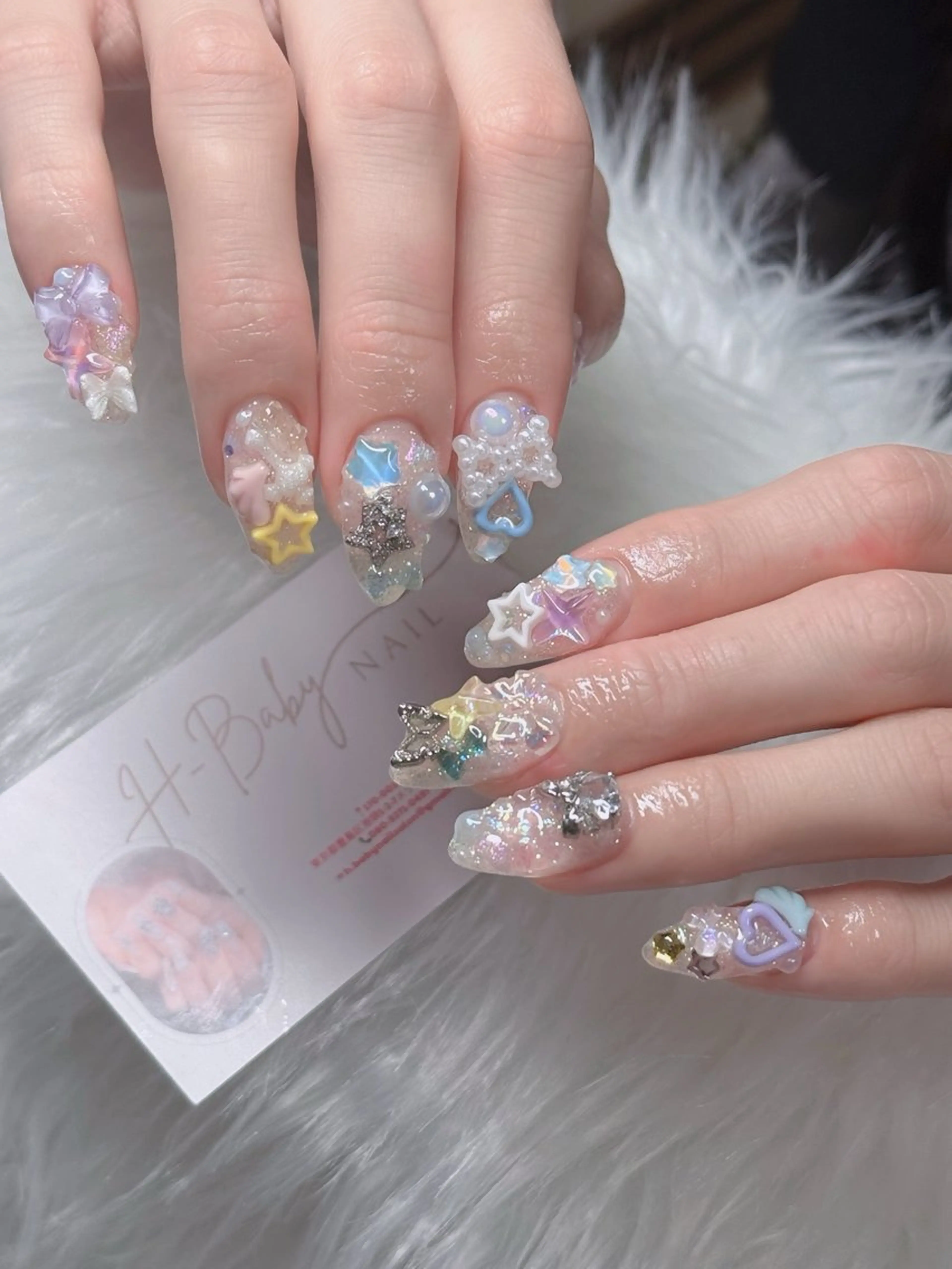 ネイル フレンチネイル ジェルネイル ガラスフレンチ ハロウィン ハート H.baby Nail Salonのネイルデザイン