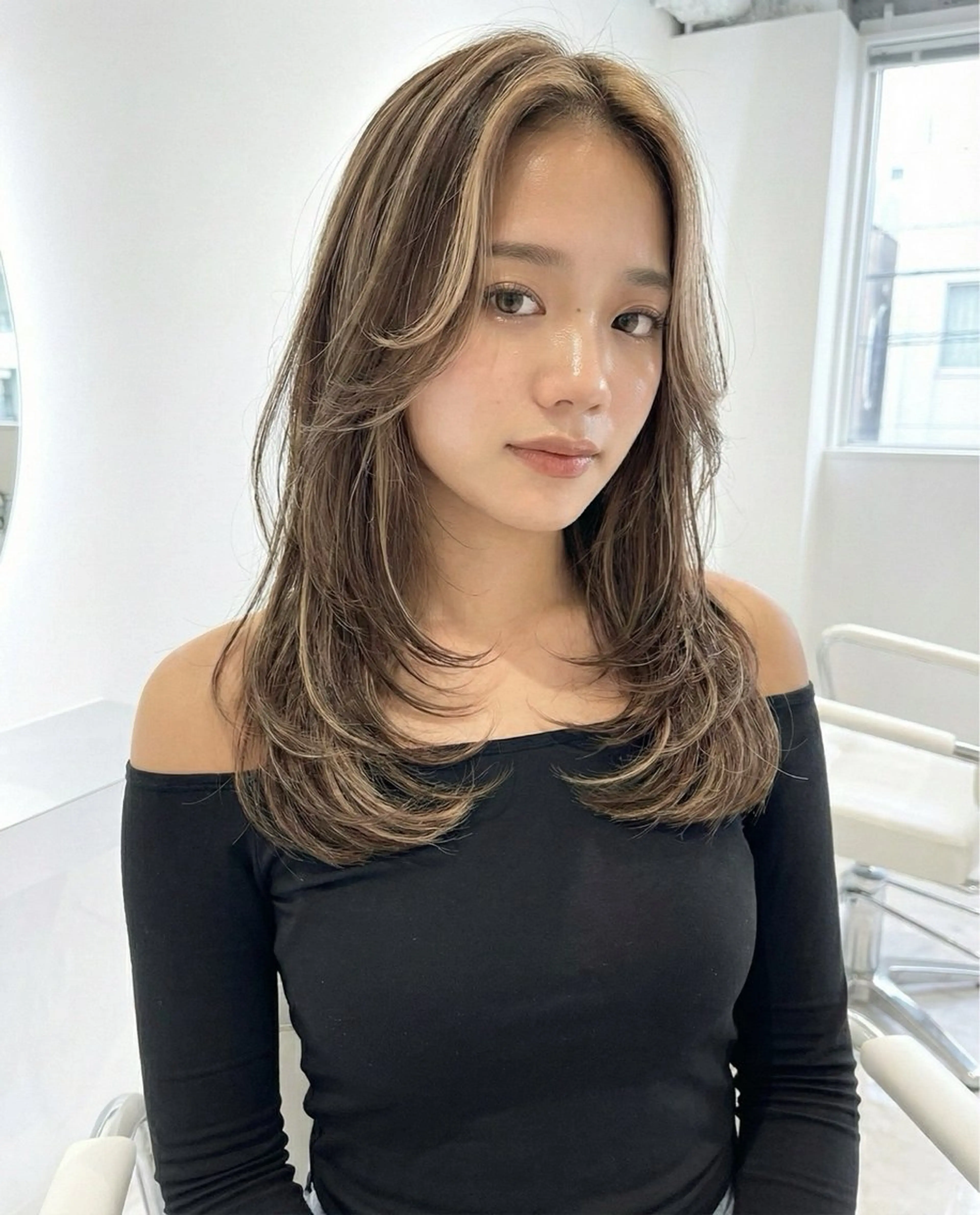 ロング カラー カット ヘアカラー トリートメント SHION/銀座 まとまるカット🩵のヘアスタイル