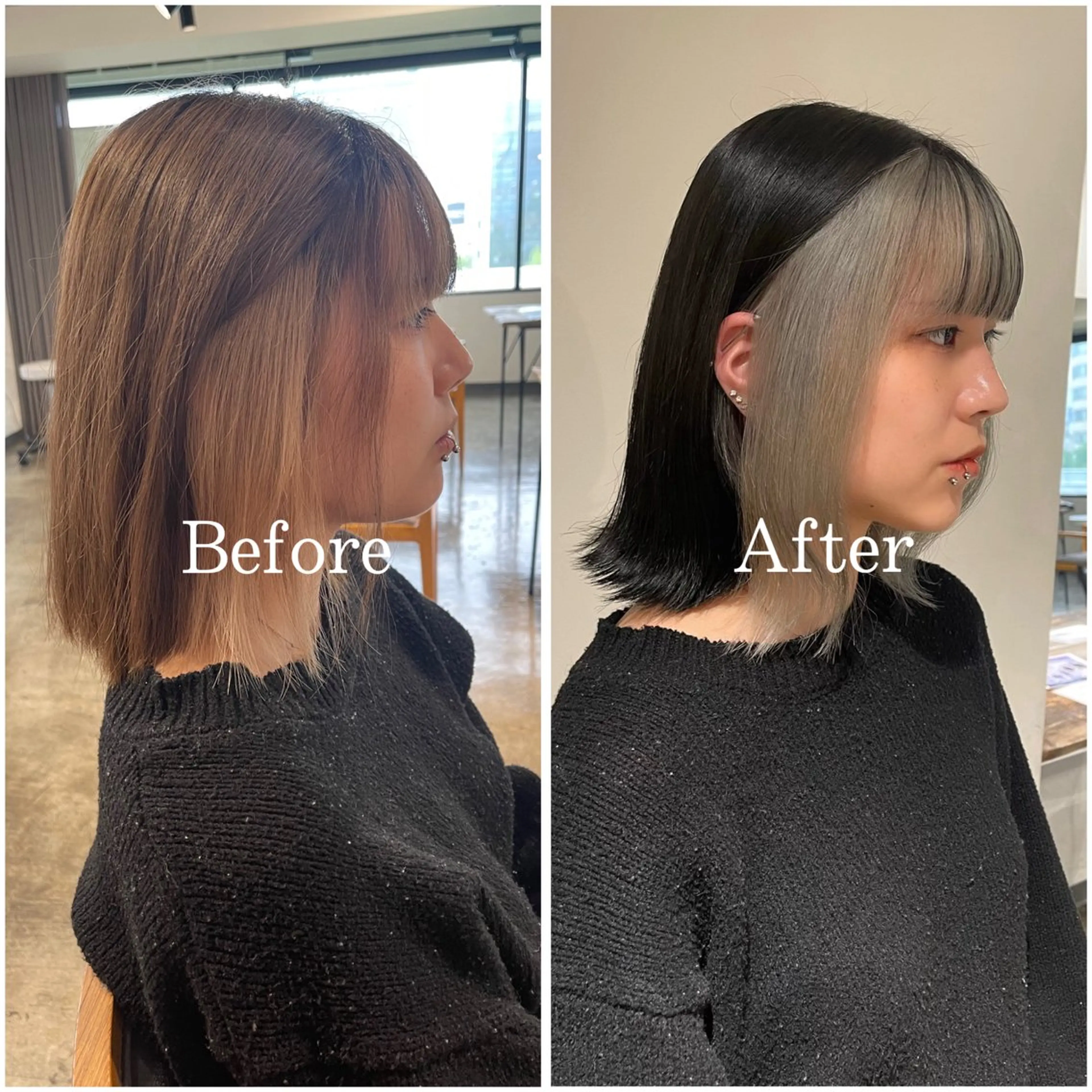 セミロング カラー ブリーチ デザインカラー ハイトーンカラー ムラ修正/ ハイトーン💖Riaのヘアスタイル