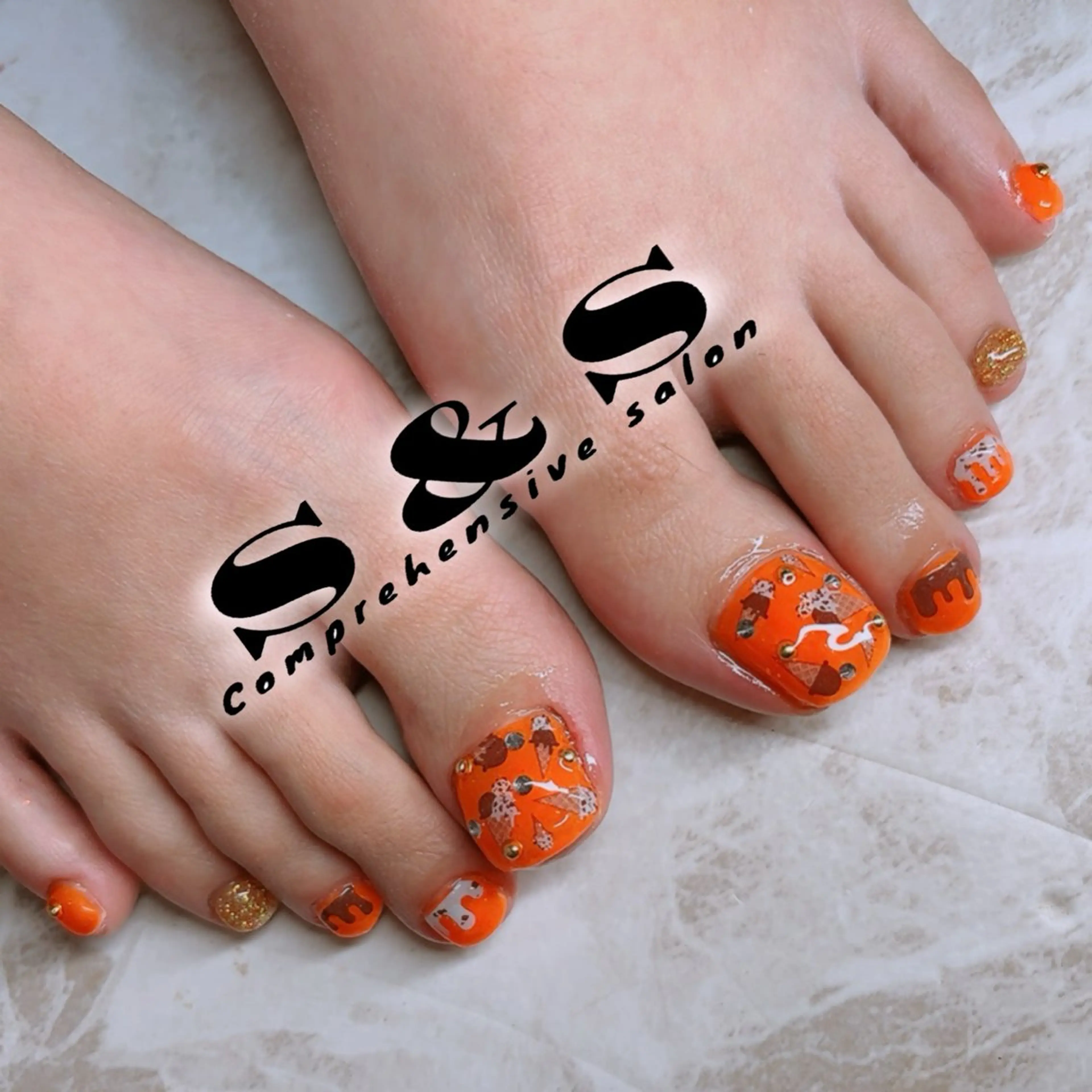 ネイル フットネイル オレンジ S&S 村田小百合のネイルデザイン