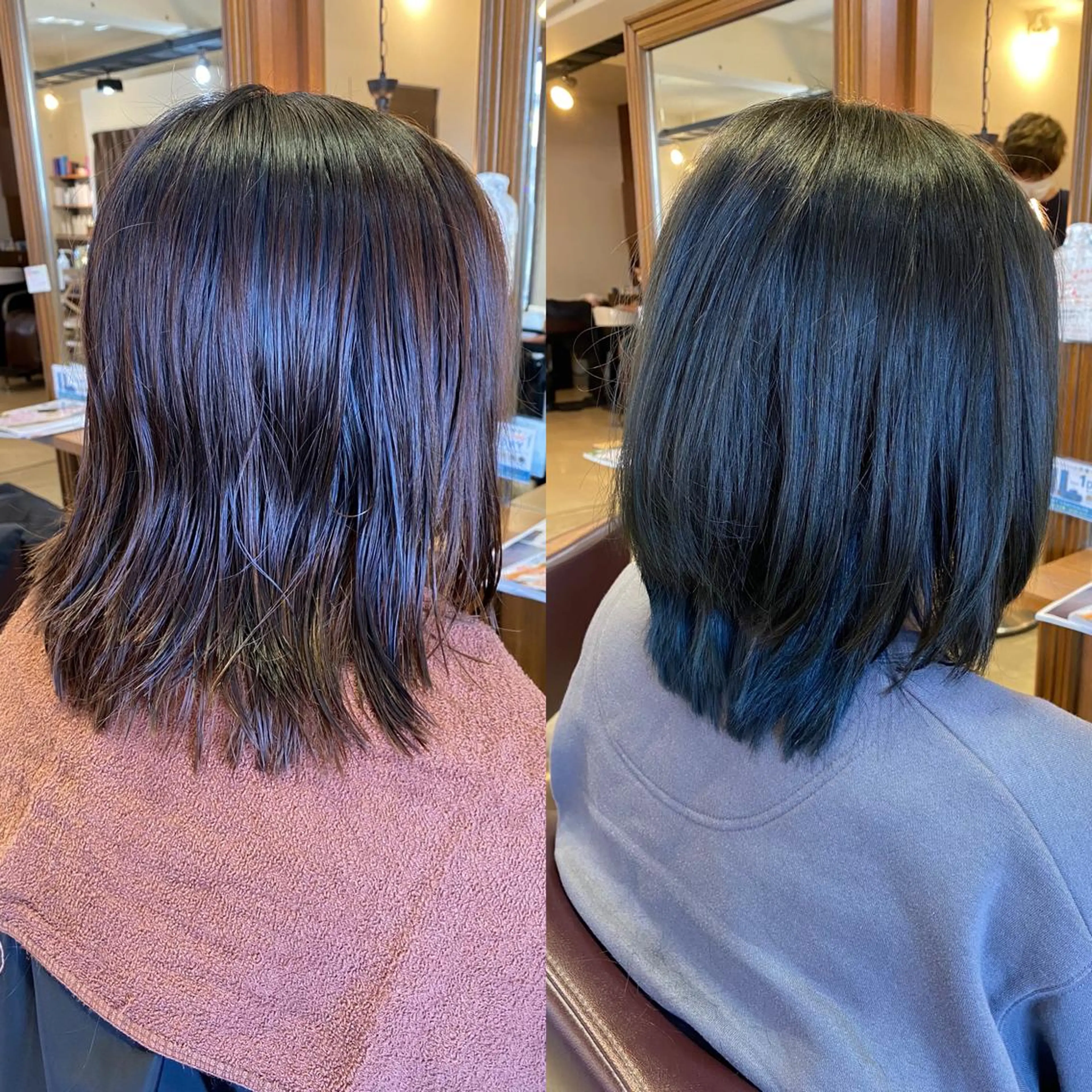 ミディアム カラー ヘアアレンジ 黒髪 ブリーチ ブルーカラー ブルーブラック ブリーチなしカラー カット ヘアカラー トリートメント SALOWIN京都河原町Suite店所属・外国人風レイヤー/ ハイトーンSHUのヘアスタイル