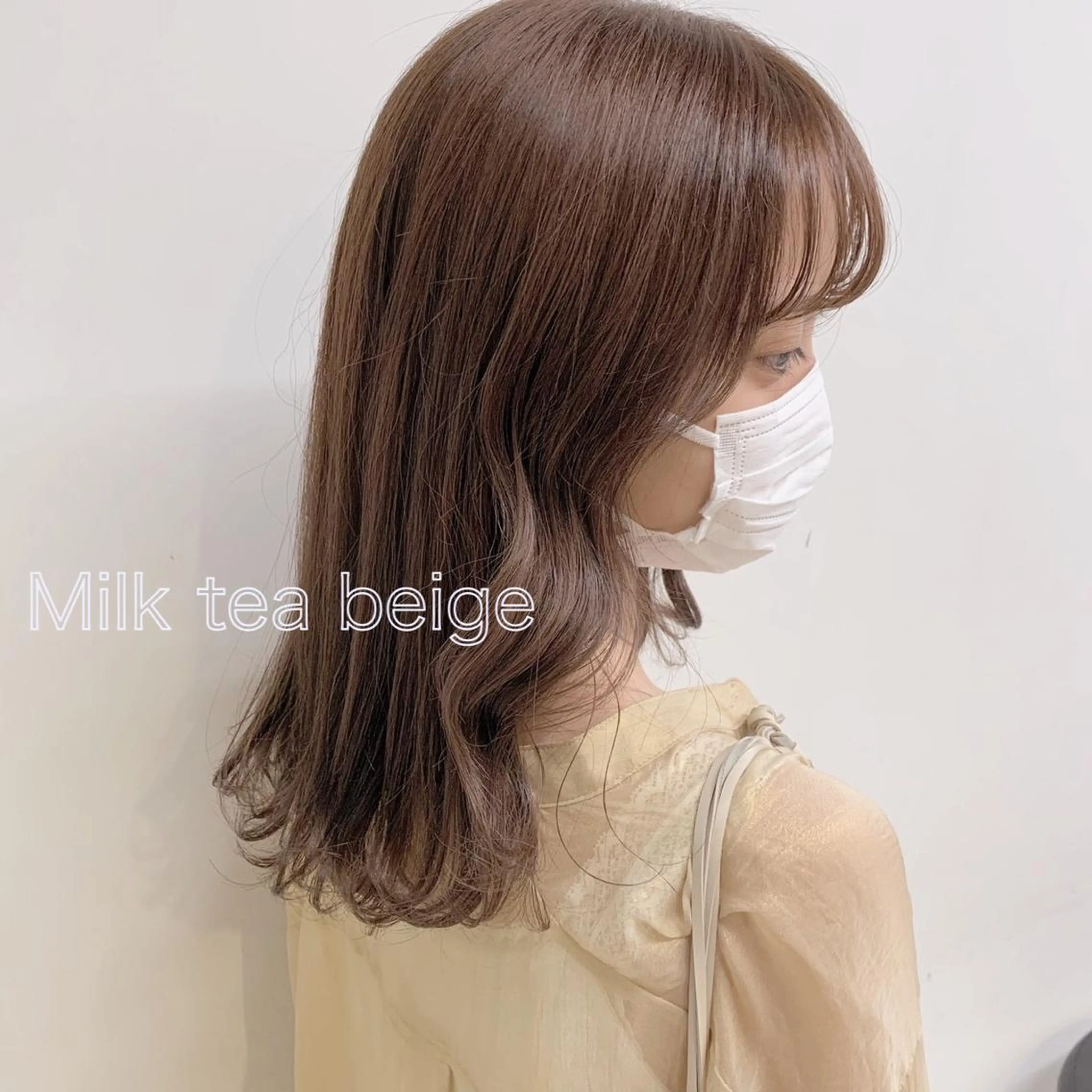 ミディアム カラー パーマ ヘアアレンジ ネイル マツエク・マツパ 透明感カラー 韓国レイヤー🕊️ 柔らかベージュ🧸のヘアスタイル