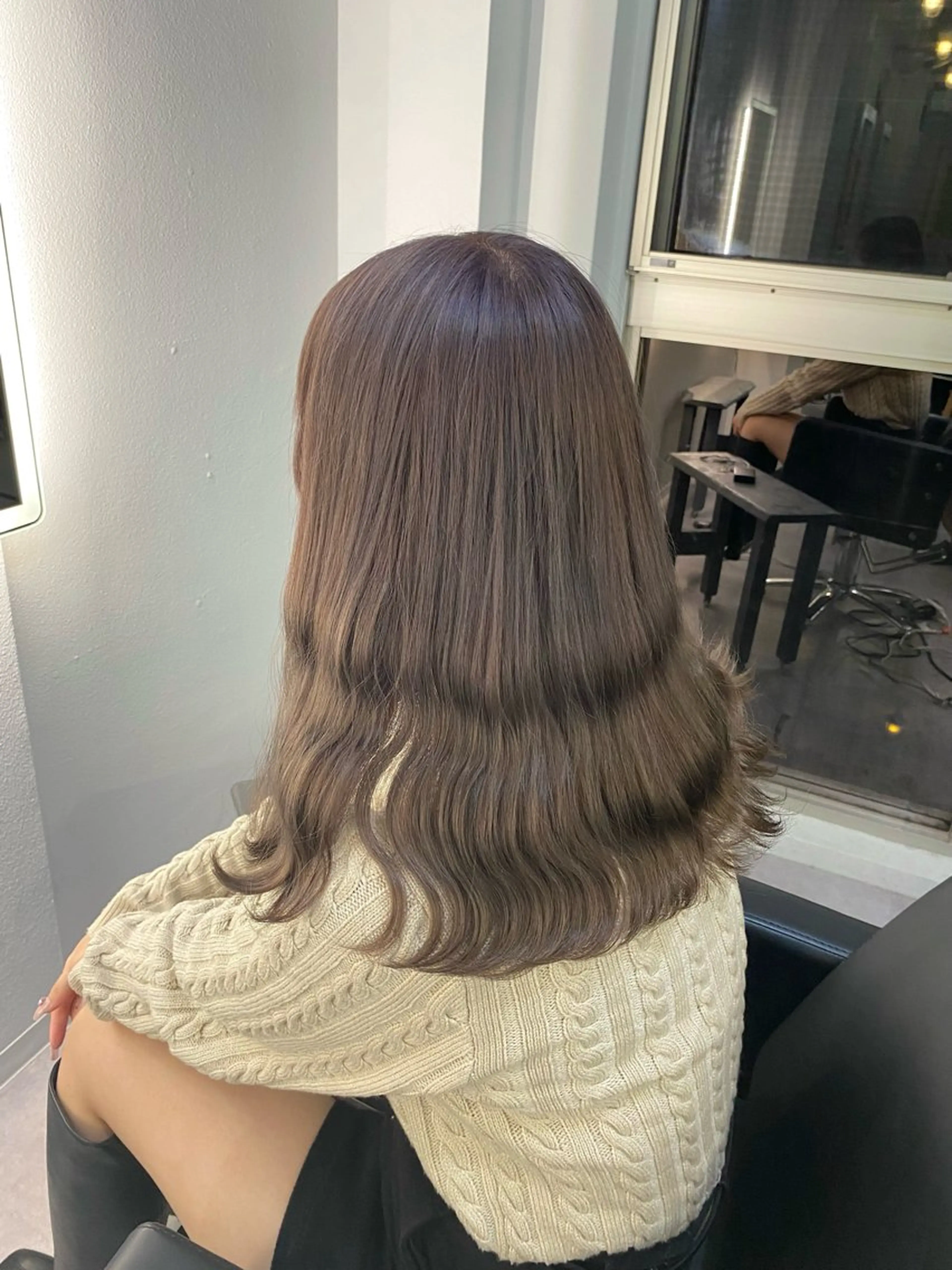 ミディアム カラー 透明感カラー ダブルカラー グレージュ ヘアカラー ミルクティーベージュ /ピンク/大阪/堀江のヘアスタイル