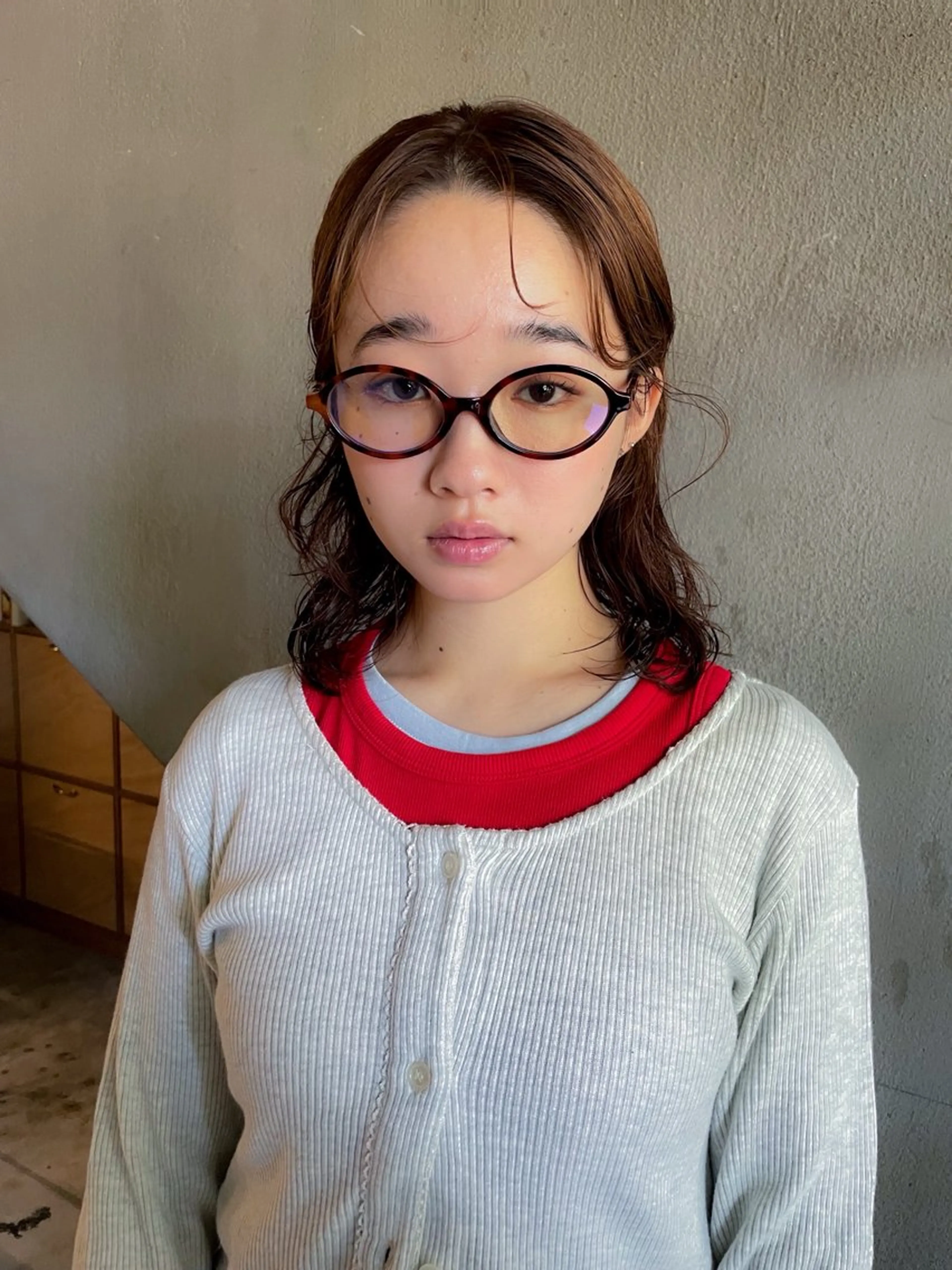 ミディアム カラー パーマ/レイヤー 岩山丈一郎のヘアスタイル