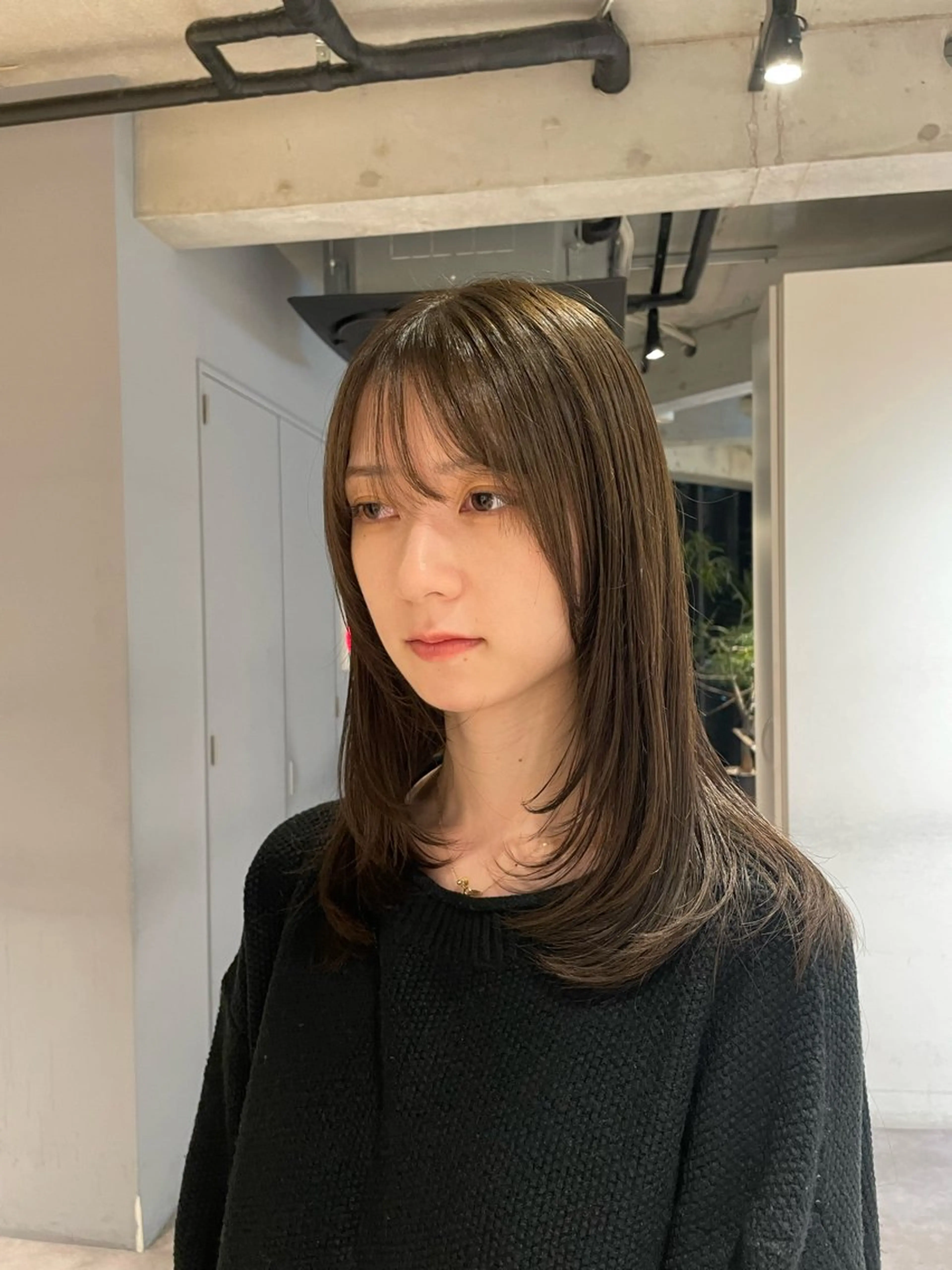 セミロング カラー 顔周りカット レイヤーカット カット ヘアカラー 葉月/ボブ/ 透明感カラー／中目黒のヘアスタイル