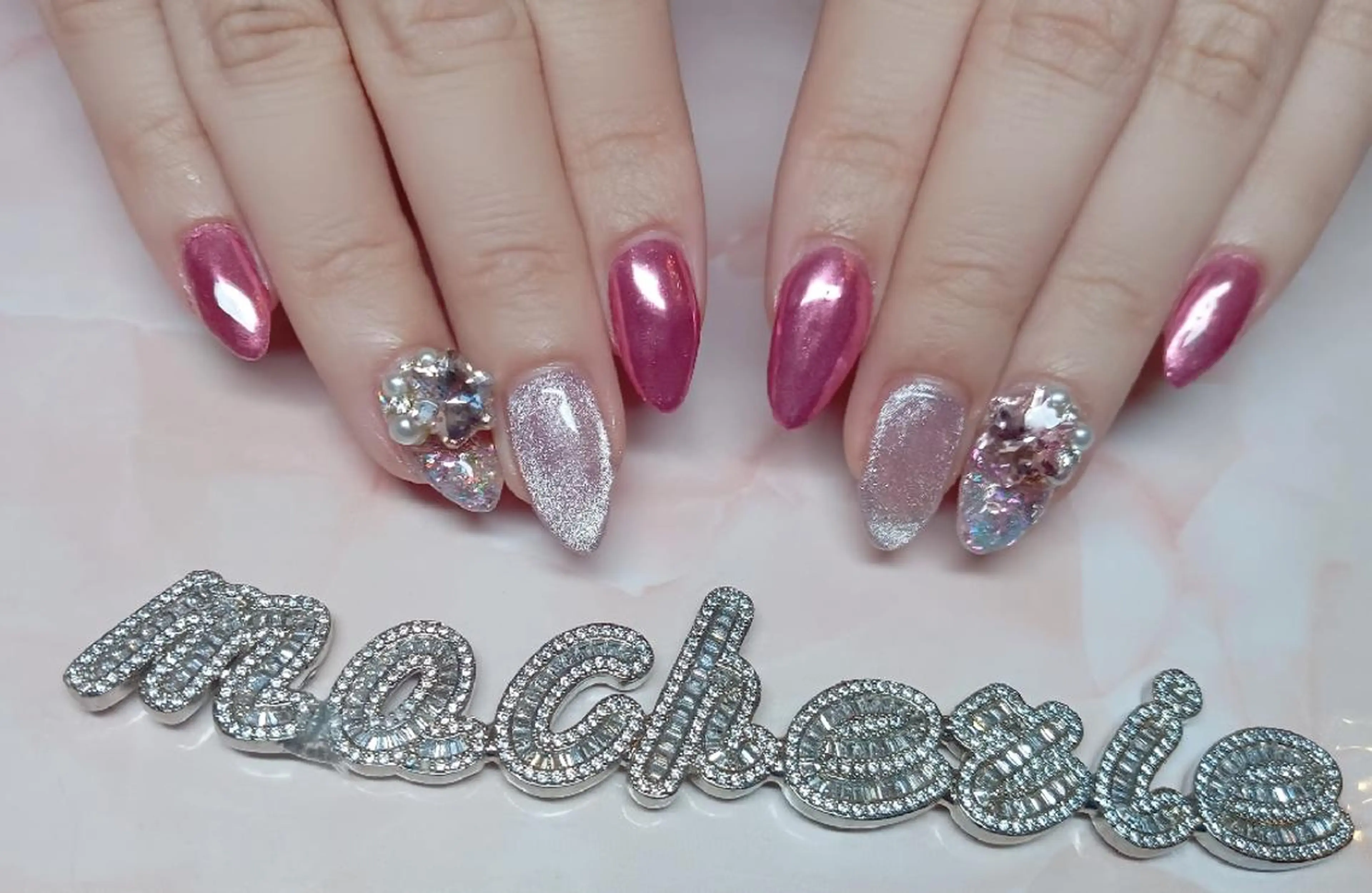 ネイル キラキラネイル ピンク ハンドネイル Nail Salon macherieのネイルデザイン