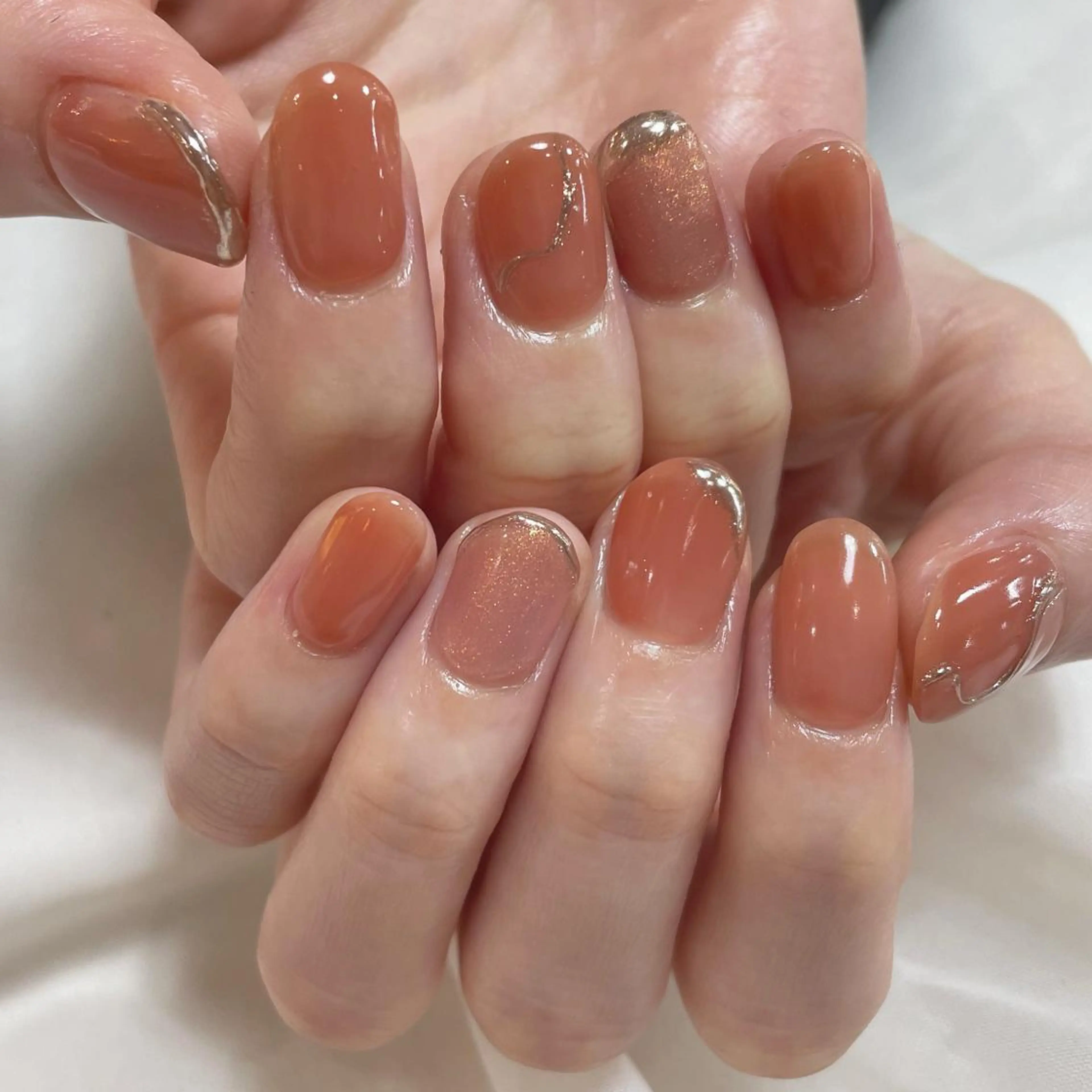 ネイル オレンジ ピンク Tsukahara 🌷仙台PARCOのネイルデザイン