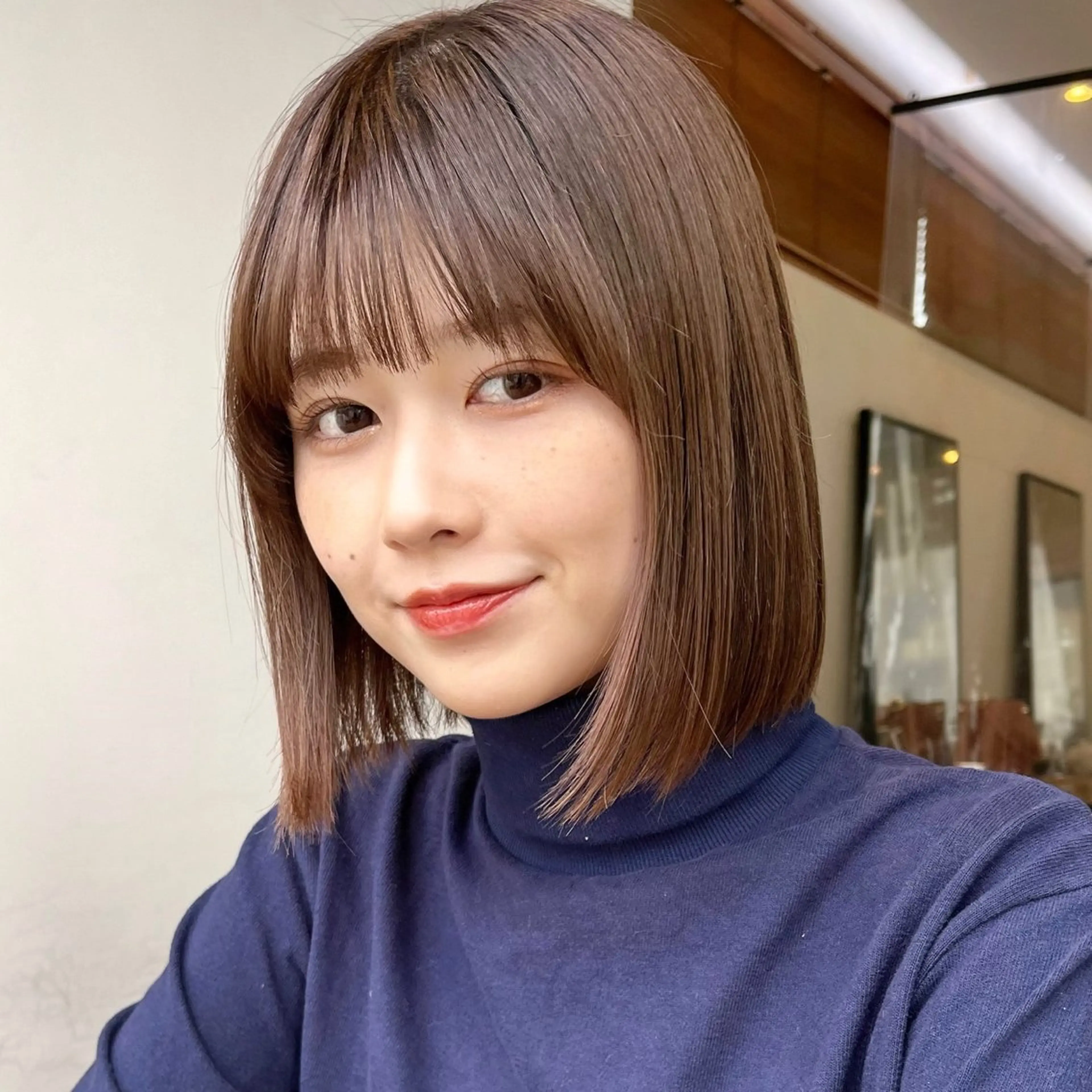 ミディアム カラー カット ヘアカラー トリートメント 🌱小顔ヘア/ボブ ミディアム/双葉🌱のヘアスタイル