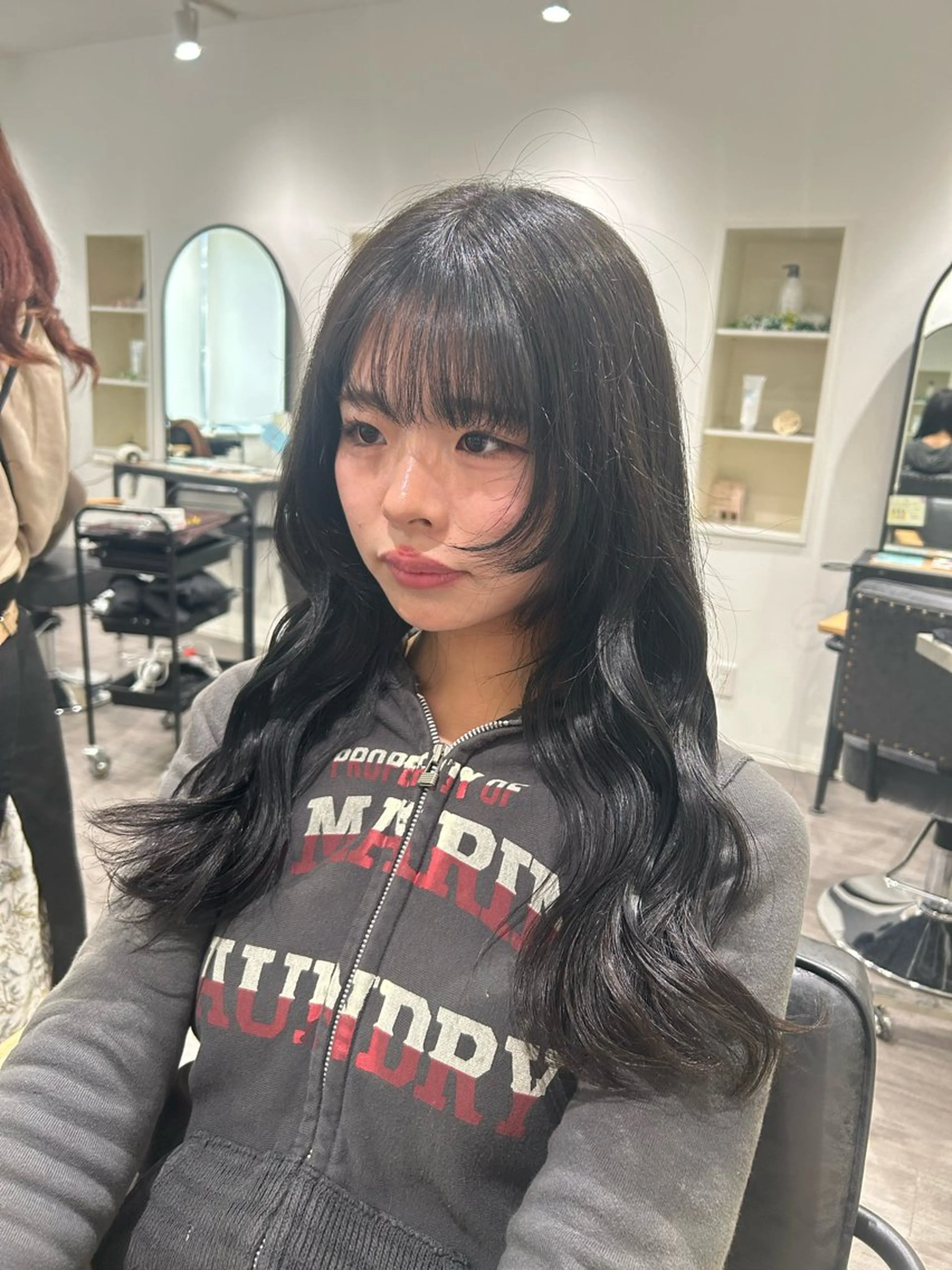 ロング カラー ヘアアレンジ 黒髪 ブルーカラー ブルーブラック 透明感カラー cocotte 💟草間紫音💟のヘアスタイル