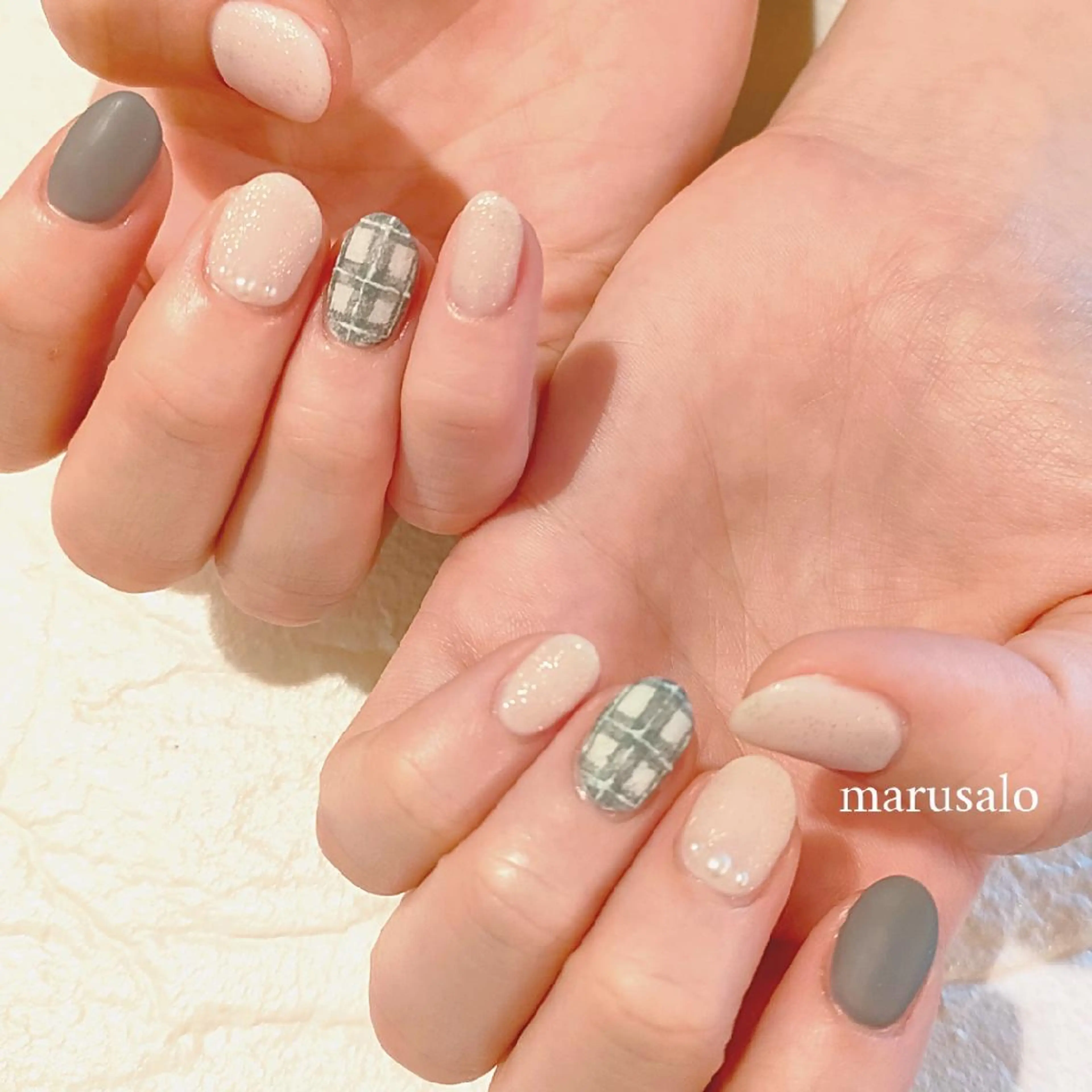 ネイル アートネイル マットネイル 冬ネイル marusalo nailのネイルデザイン