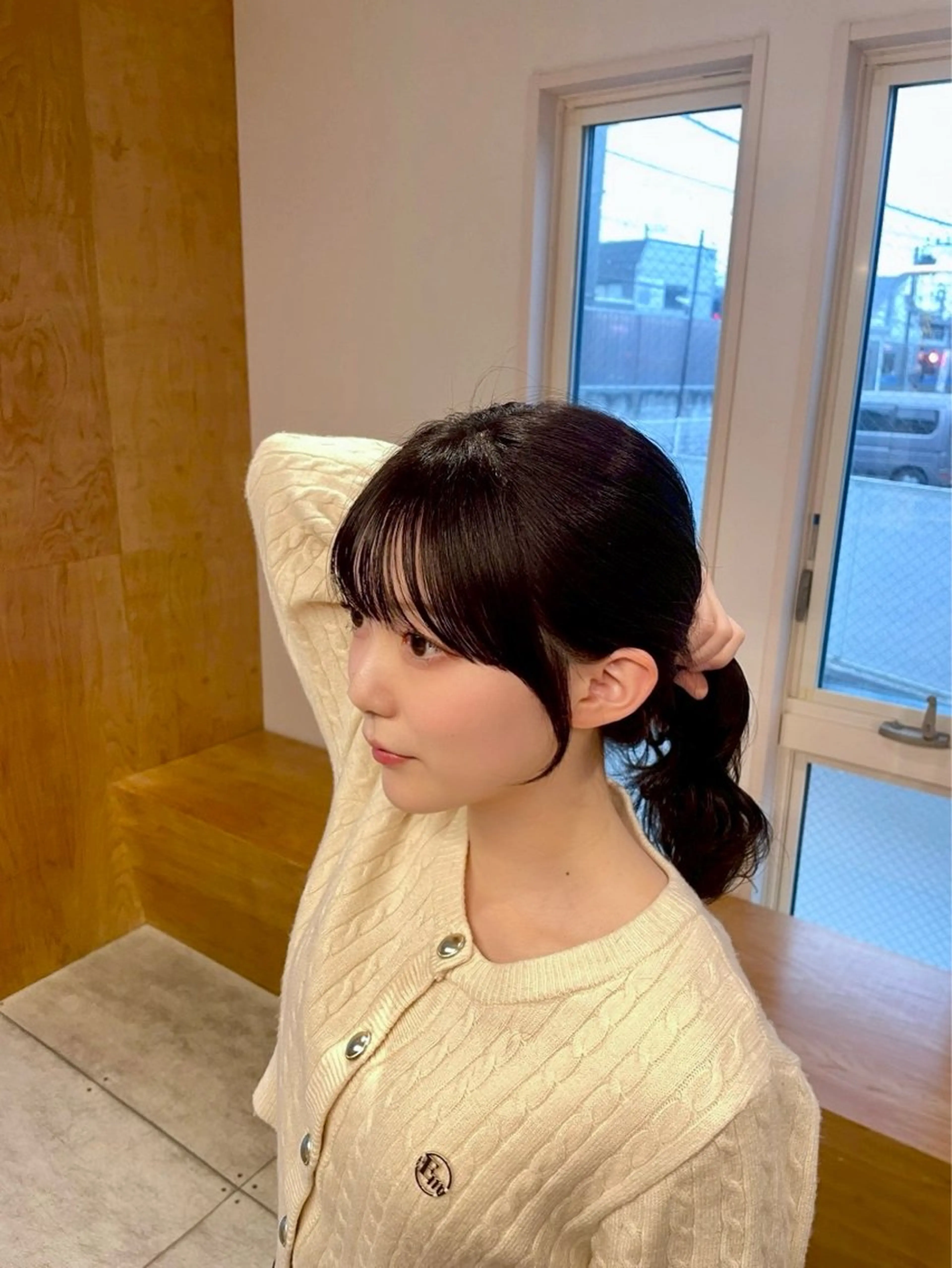 セミロング 顔周りカット 髪質改善 韓国風ヘア 似合わせカット 小顔カット カット ヘアカラー ブリーチなしカラー/ 顔周りレイヤーのヘアスタイル