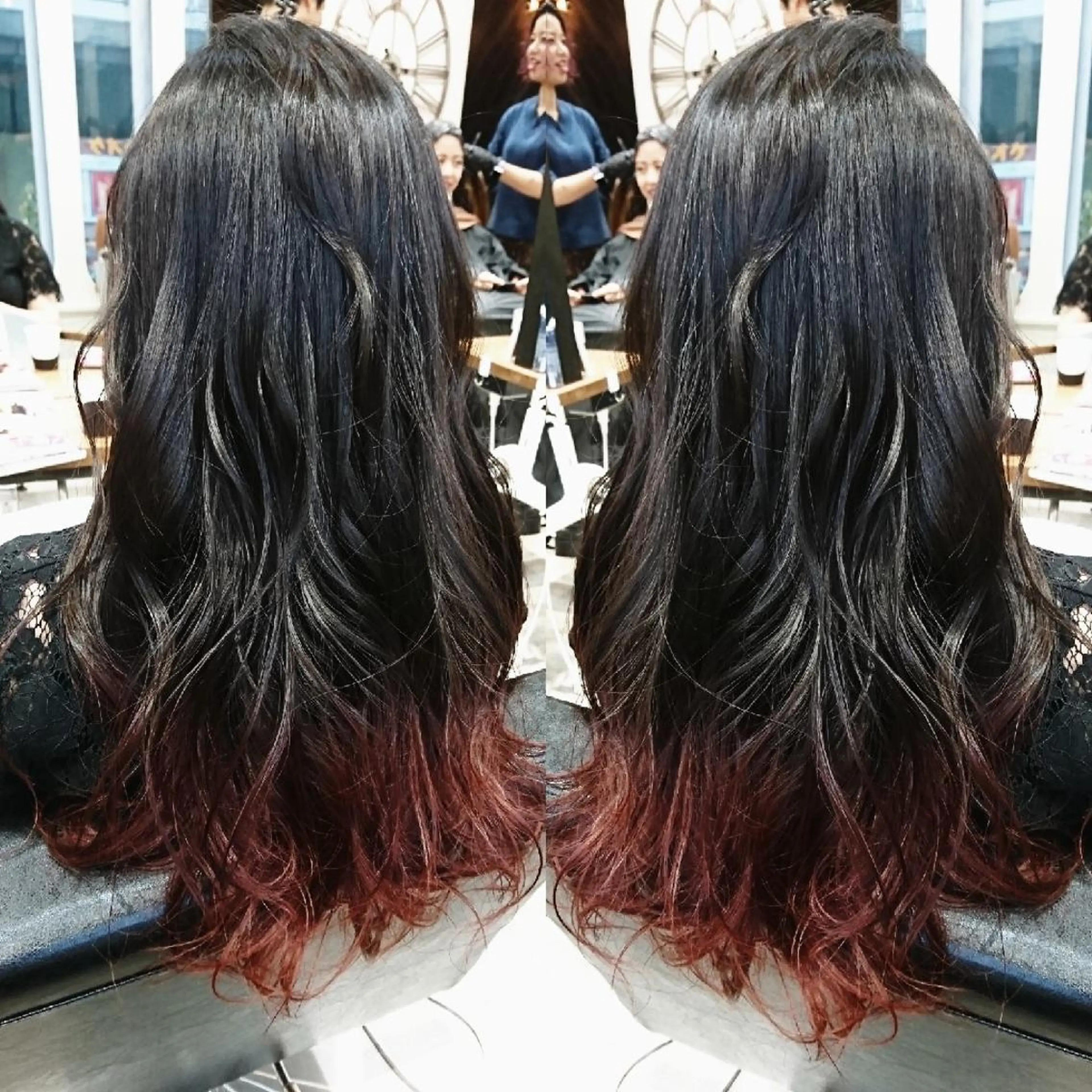 ロング カラー ヘアアレンジ ボルドーカラー レッドカラー カット ヘアカラー ACROあべの店所属・艶カラー/インナー /グラデ/大西小百合のヘアスタイル