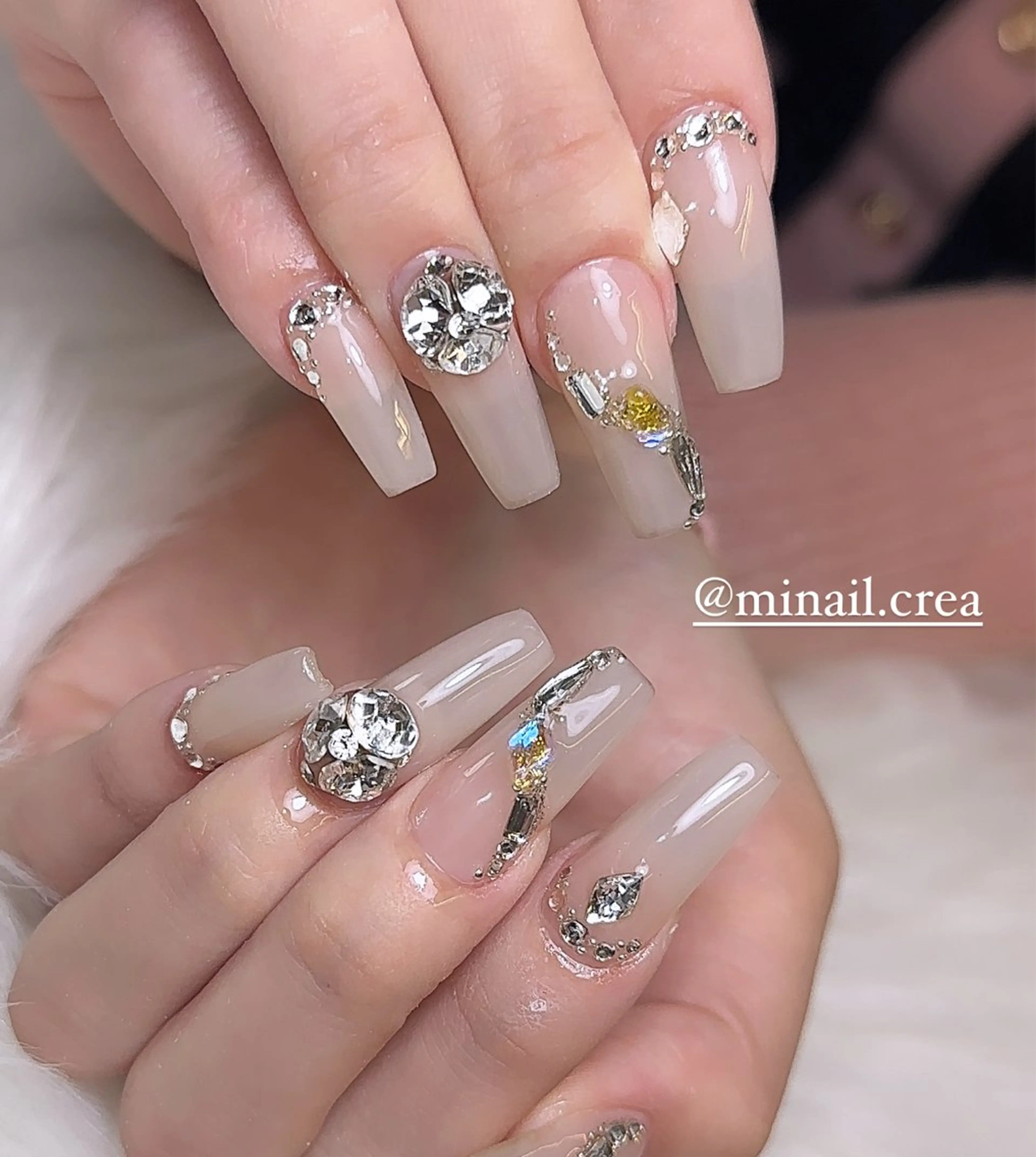ネイル 長さ出し キラキラネイル ロングネイル ワンカラーネイル スカルプネイル ハンドネイル CRéA　-private nailsalon-所属・CReA nailのネイルデザイン