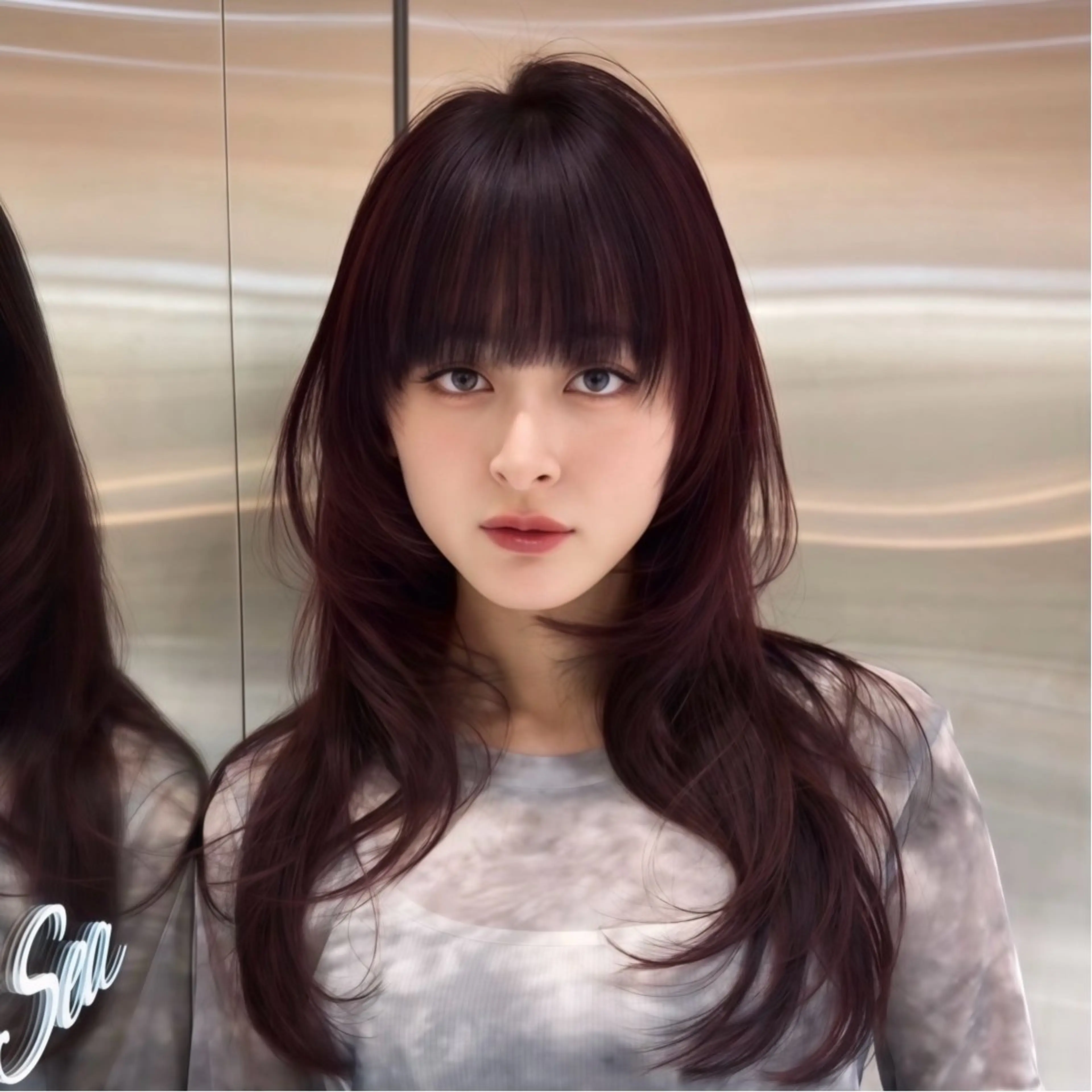 ロング 韓国風ヘア レイヤーカット ワンホンヘア ヘアカラー トリートメント 韓国/ワンホン/新宿 /Rumiのヘアスタイル