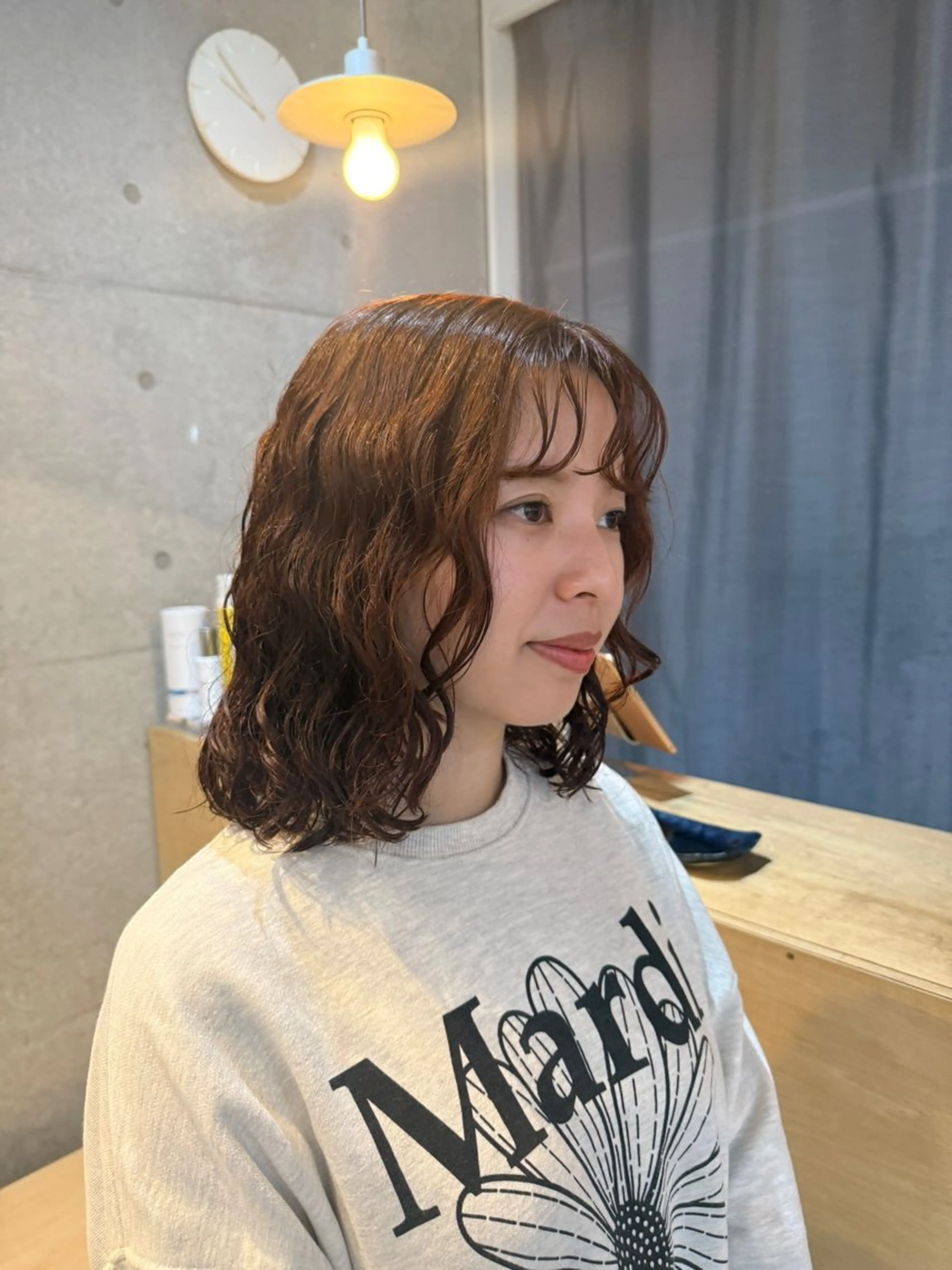 ミディアム カット ヘアカラー トリートメント デジタルパーマ/ ウェーブパーマ/神野のヘアスタイル