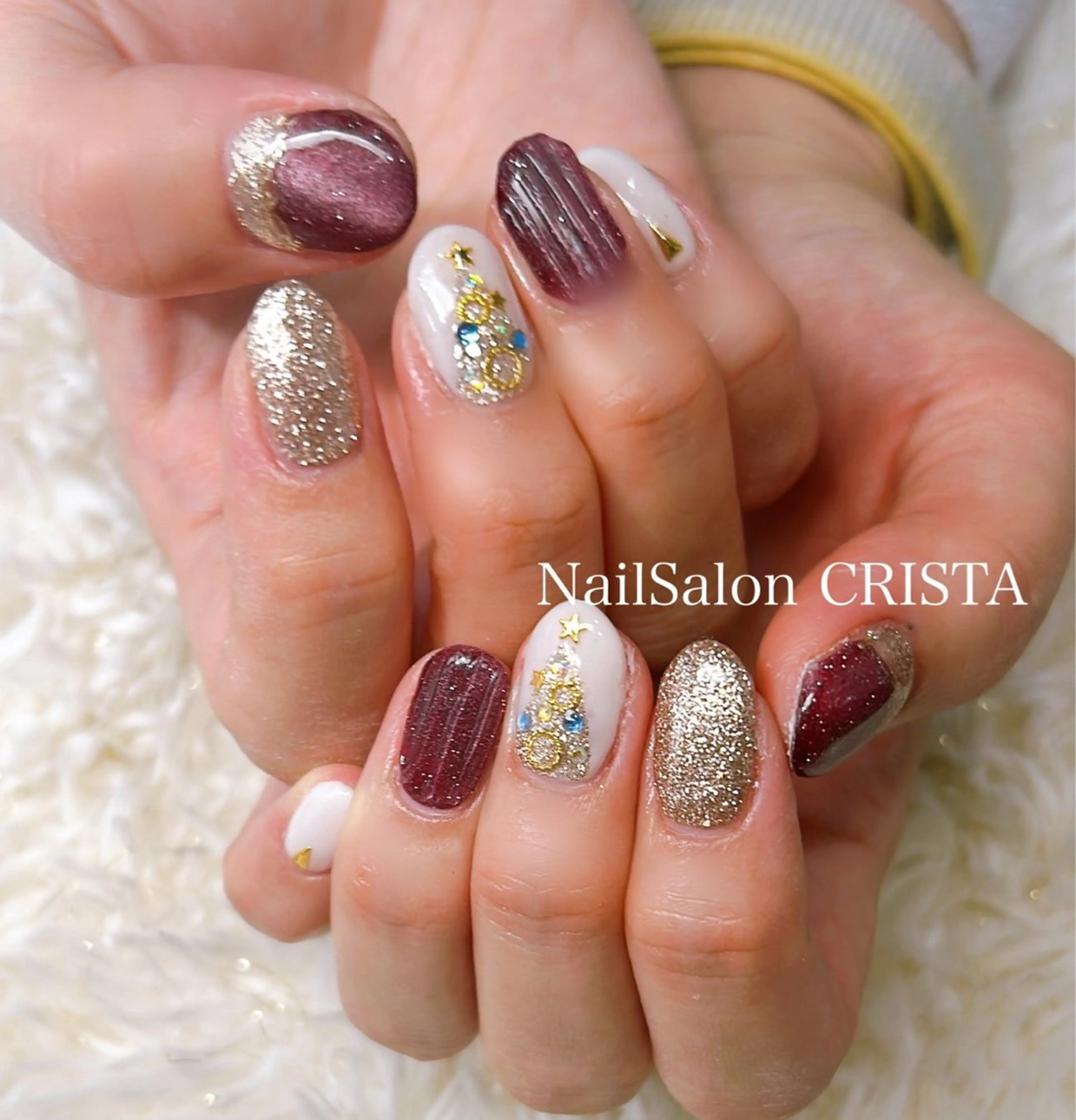 ネイル ジェルネイル パラジェル 冬ネイル クリスマス ハンドネイル CRISTA所属・CRISTA MOMOのネイルデザイン