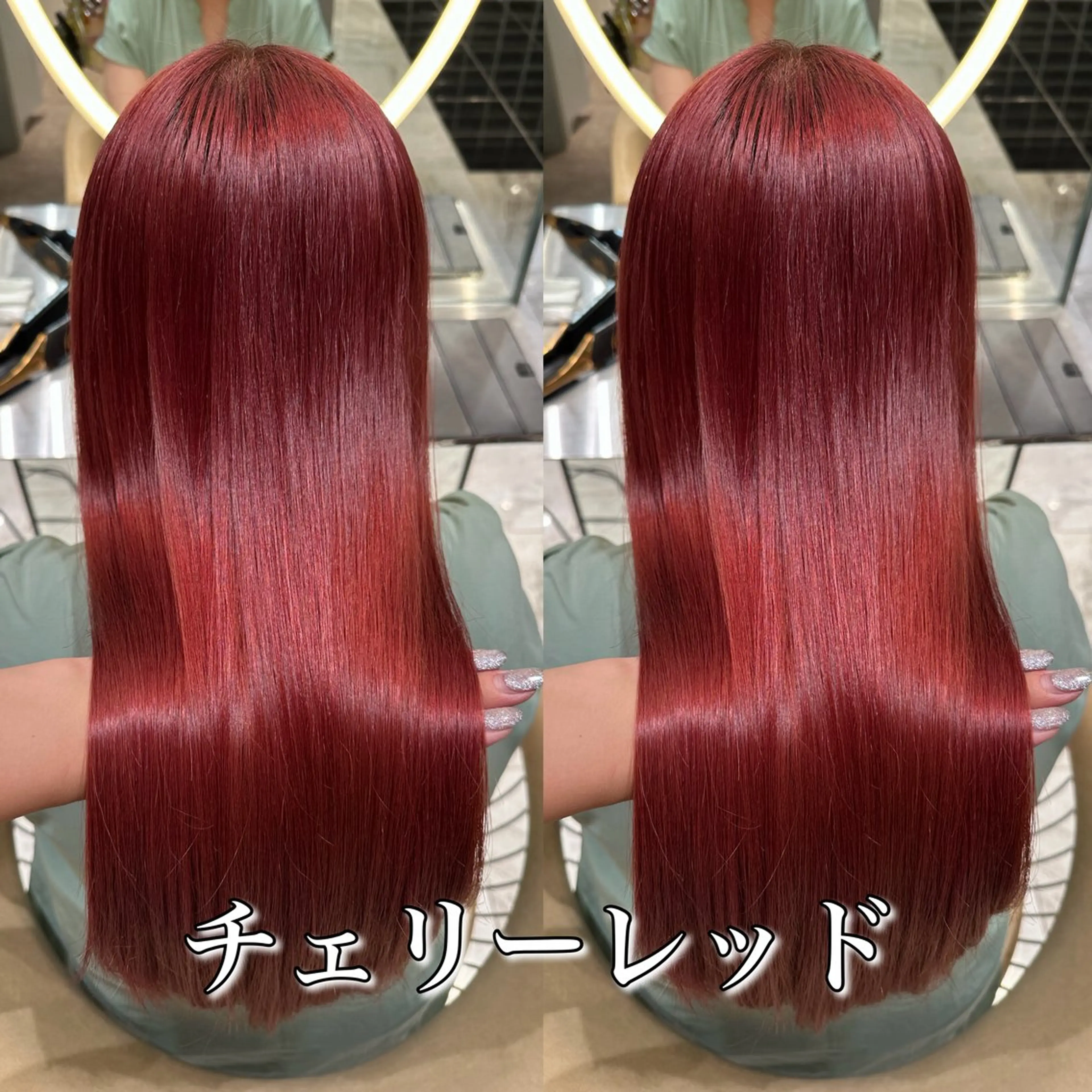 ロング カラー ブリーチ レッドカラー ブリーチなし/暖色/ 透明感/ririkaのヘアスタイル