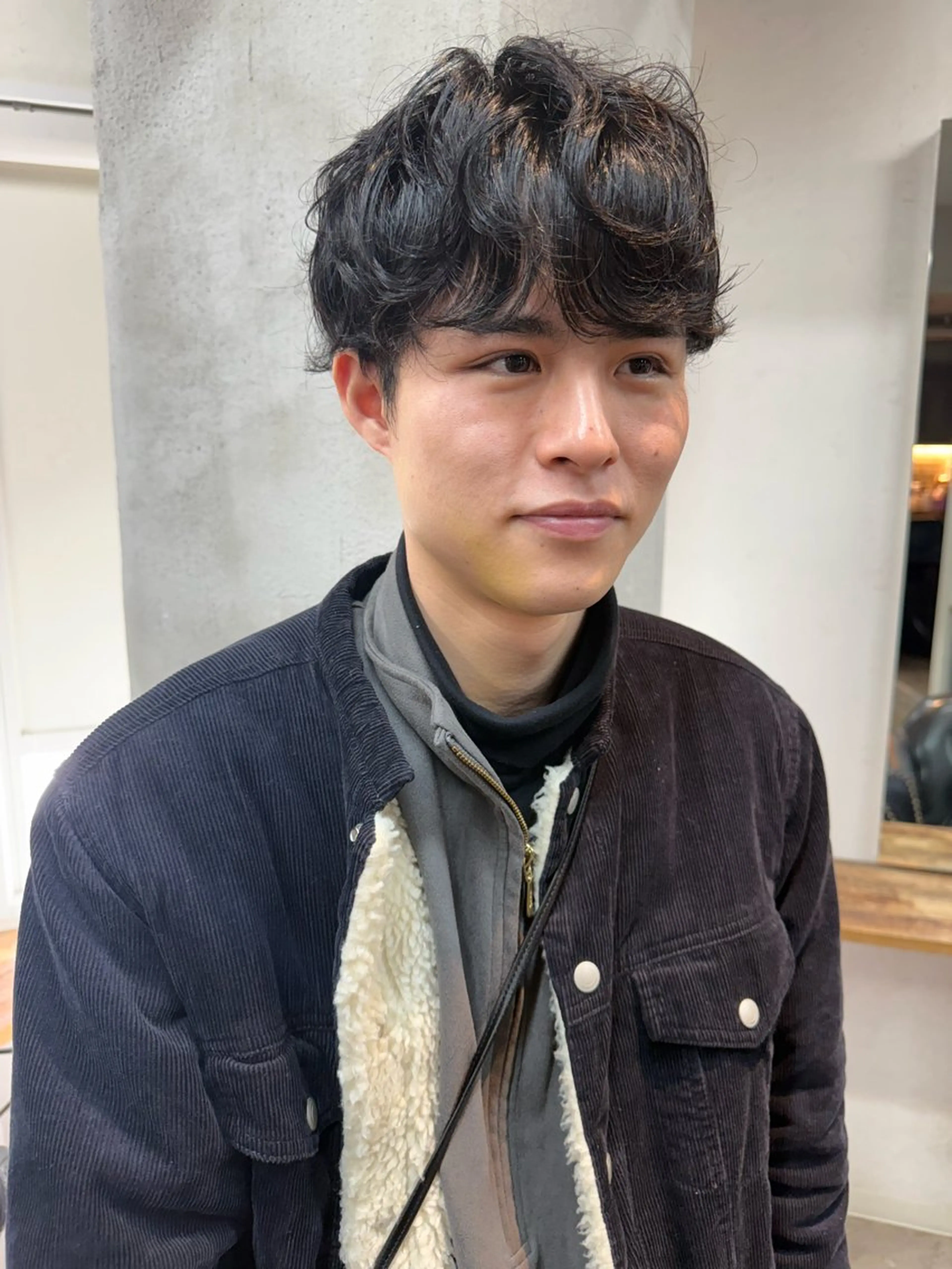 ショート パーマ メンズ マッシュ メンズパーマ ニュアンスパーマ 森貴裕/ベージュ/ パーマ/オリーブのヘアスタイル