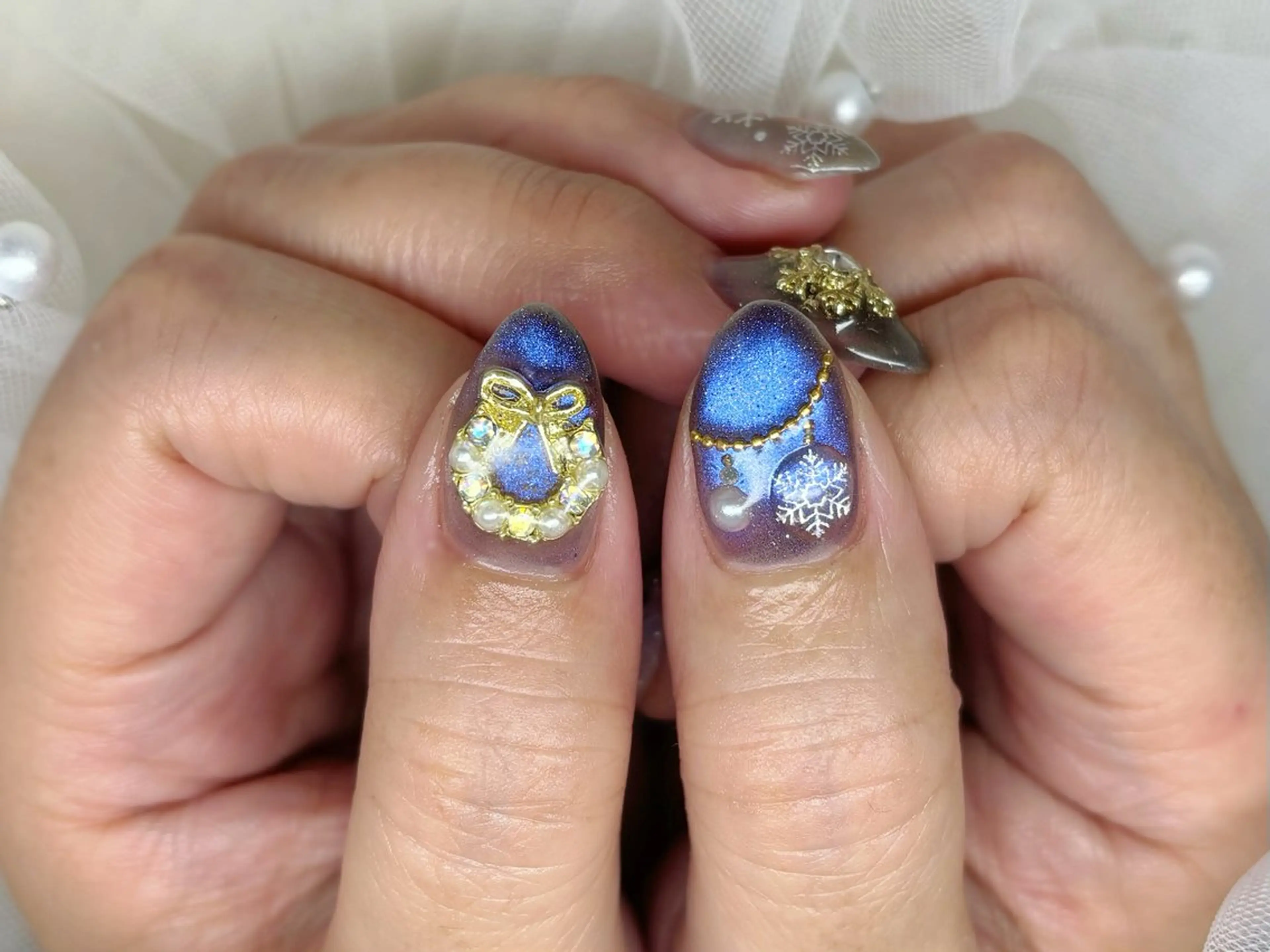 ネイル 冬ネイル クリスマス ハンドネイル Yuna🩵 RE:N.Nailのネイルデザイン