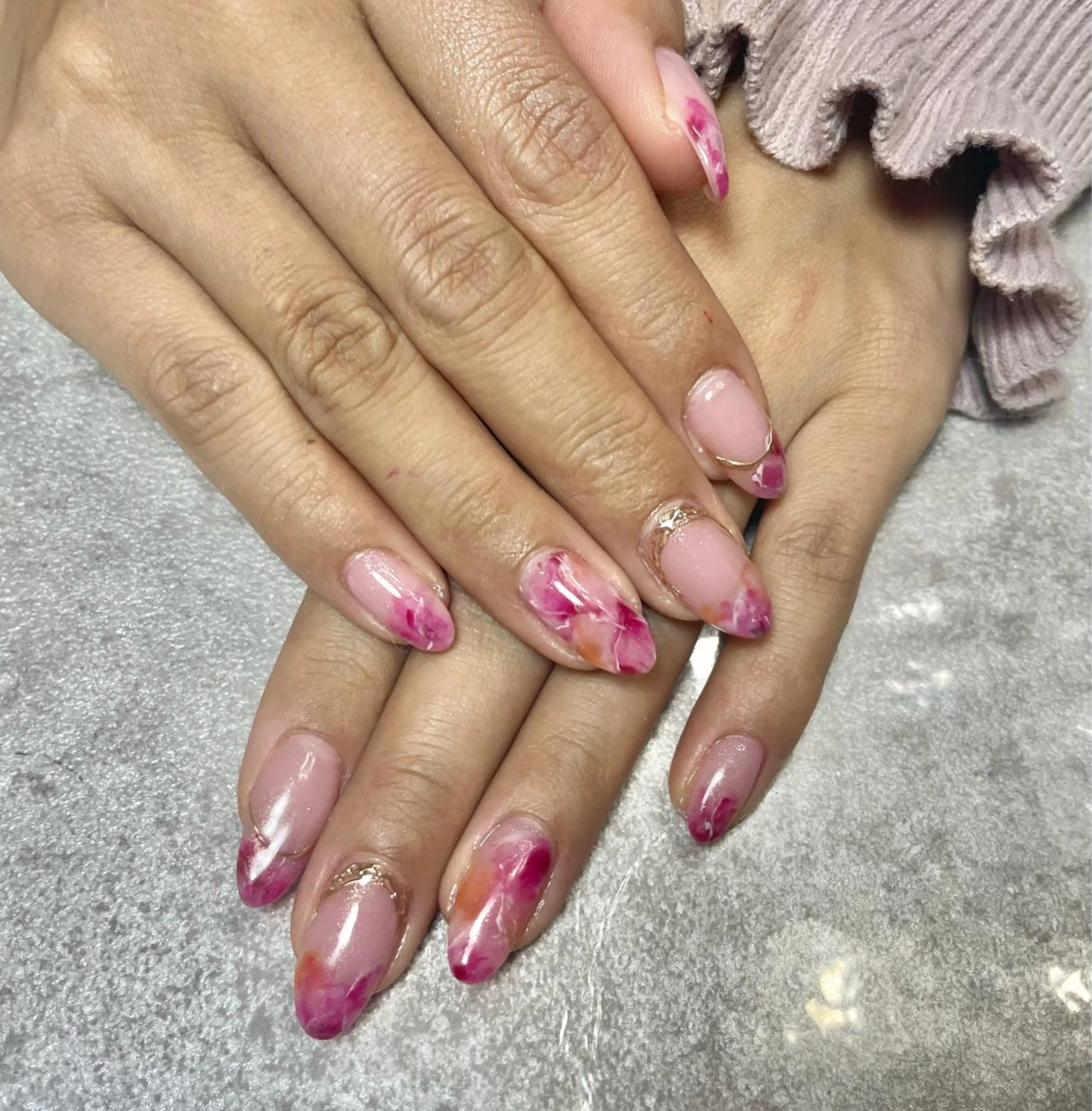 ネイル フラワーネイル ジェルネイル ラメ(グリッター) ミラーネイル ニュアンスネイル BLANCEnail所属・BLANCnail yuuのネイルデザイン