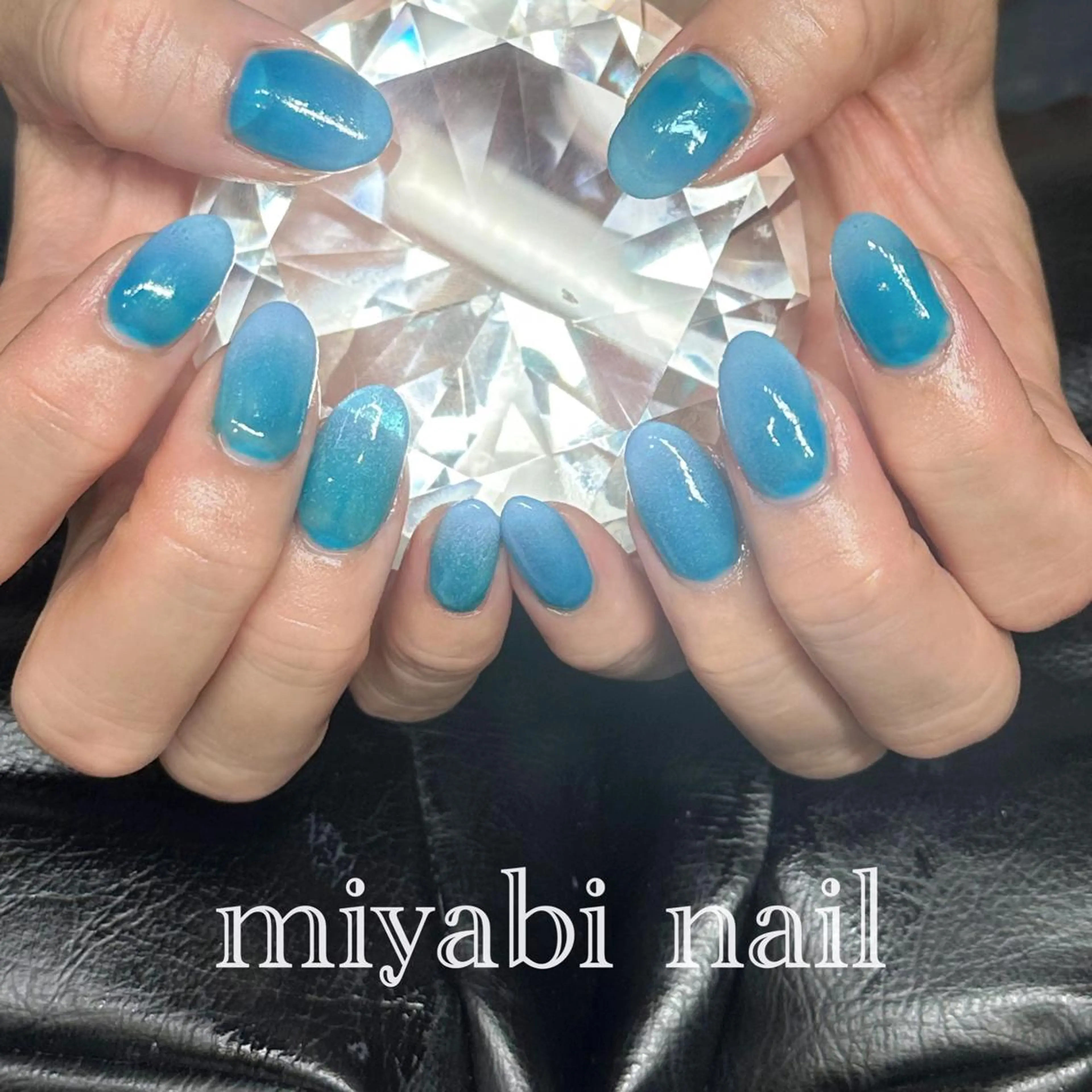 ネイル ブルー クリアネイル ジェルネイル グラデーション 夏ネイル ハンドネイル miyabi nail 桂川駅近くのネイルデザイン