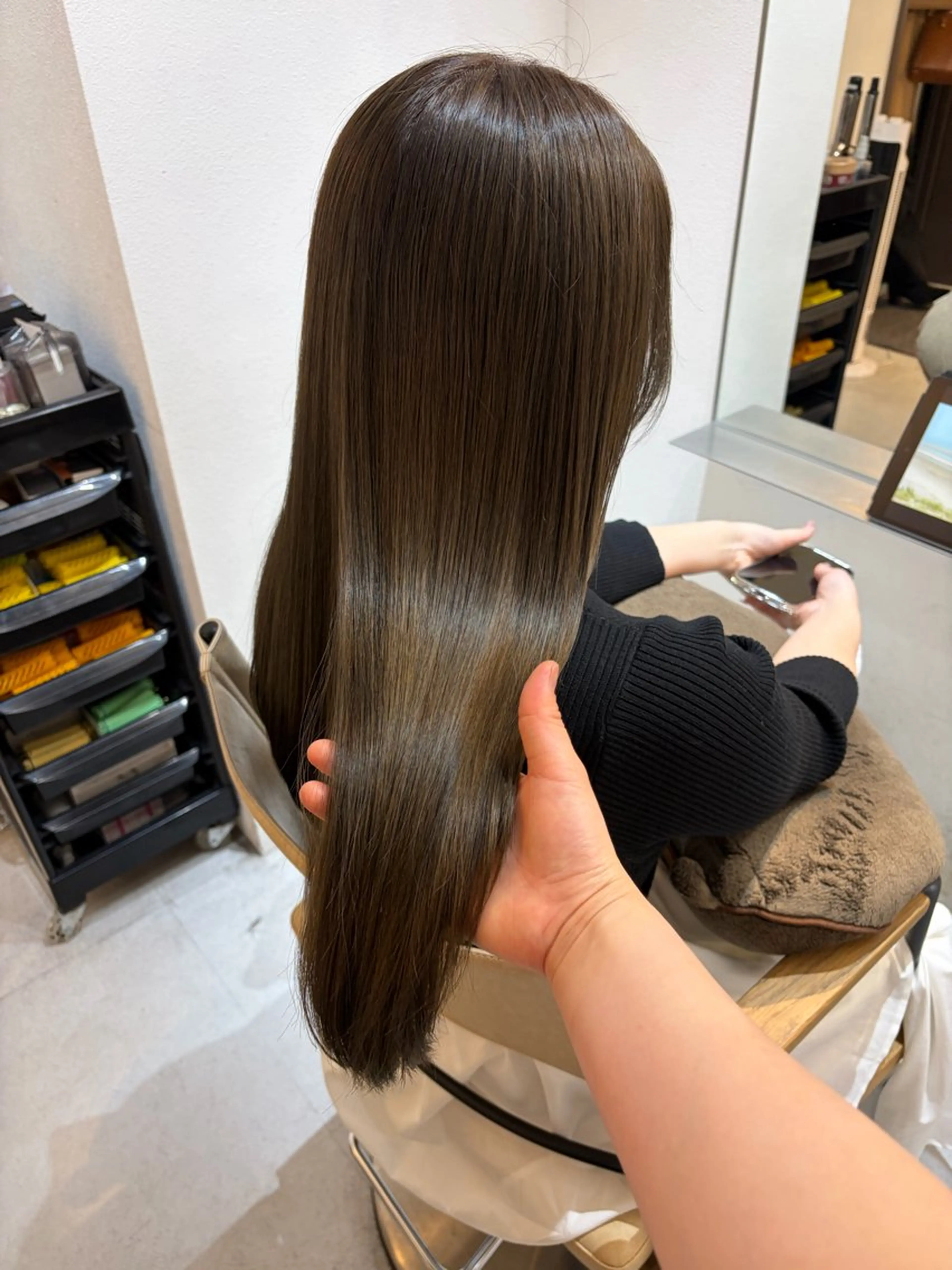 ロング カット ヘアカラー トリートメント ✨色持ちの良い艶 カラー✨蟹江真世のヘアスタイル