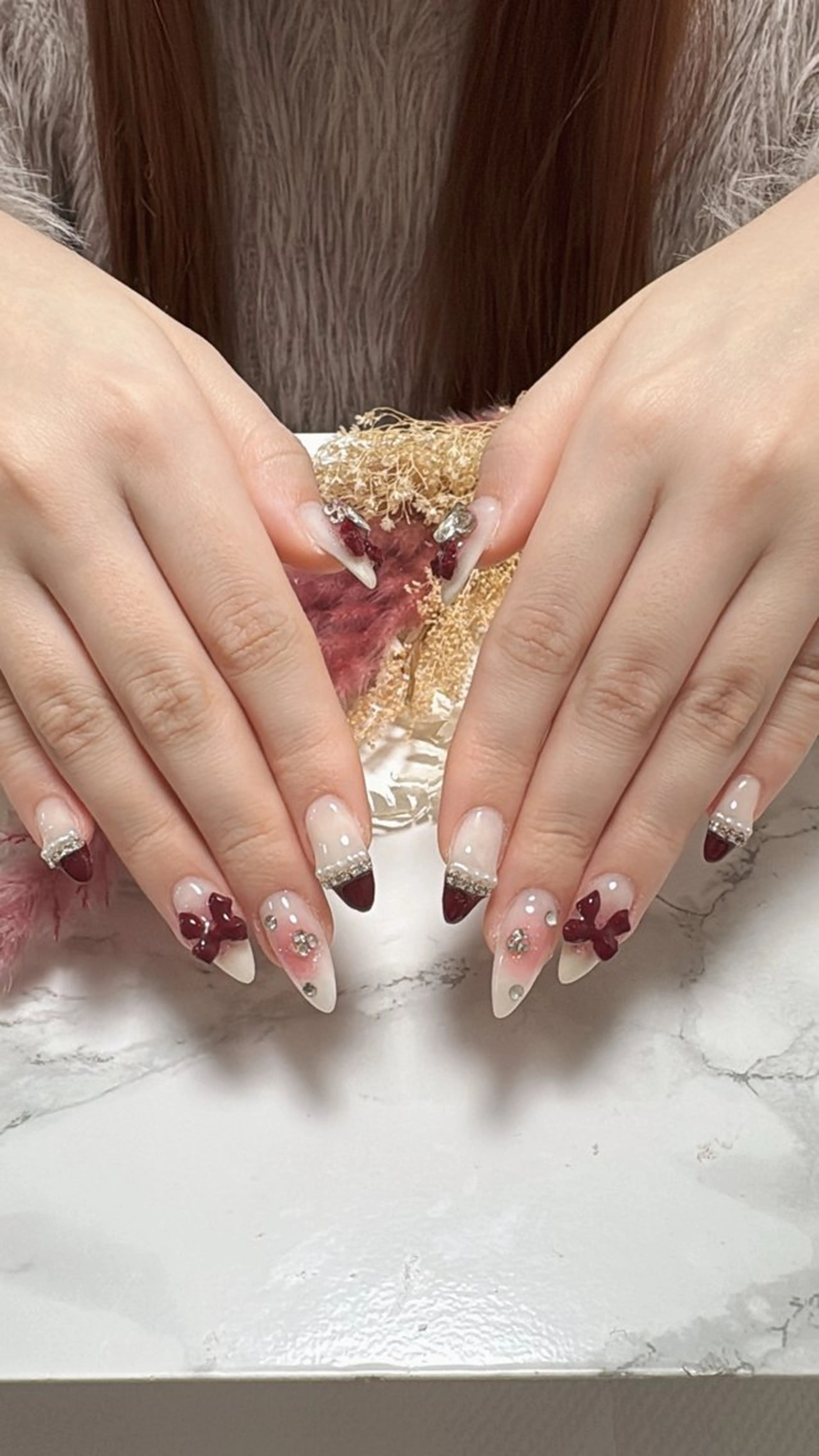 ネイル ハンドネイル はな💎ネイル ワンホン、長さ出しのネイルデザイン