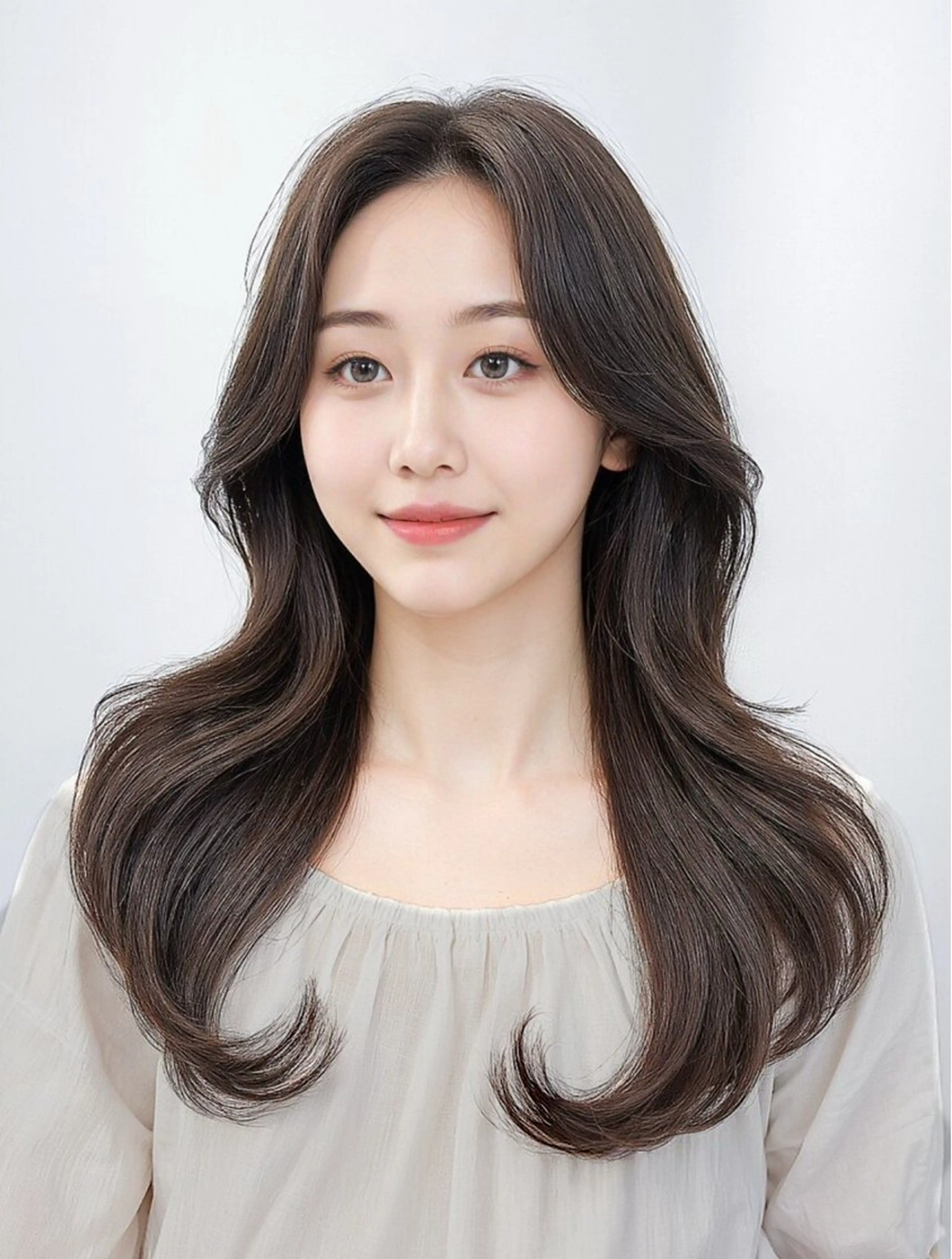 セミロング 韓国風ヘア レイヤーカット 神戸でブリーチなら puty/レイヤーのヘアスタイル