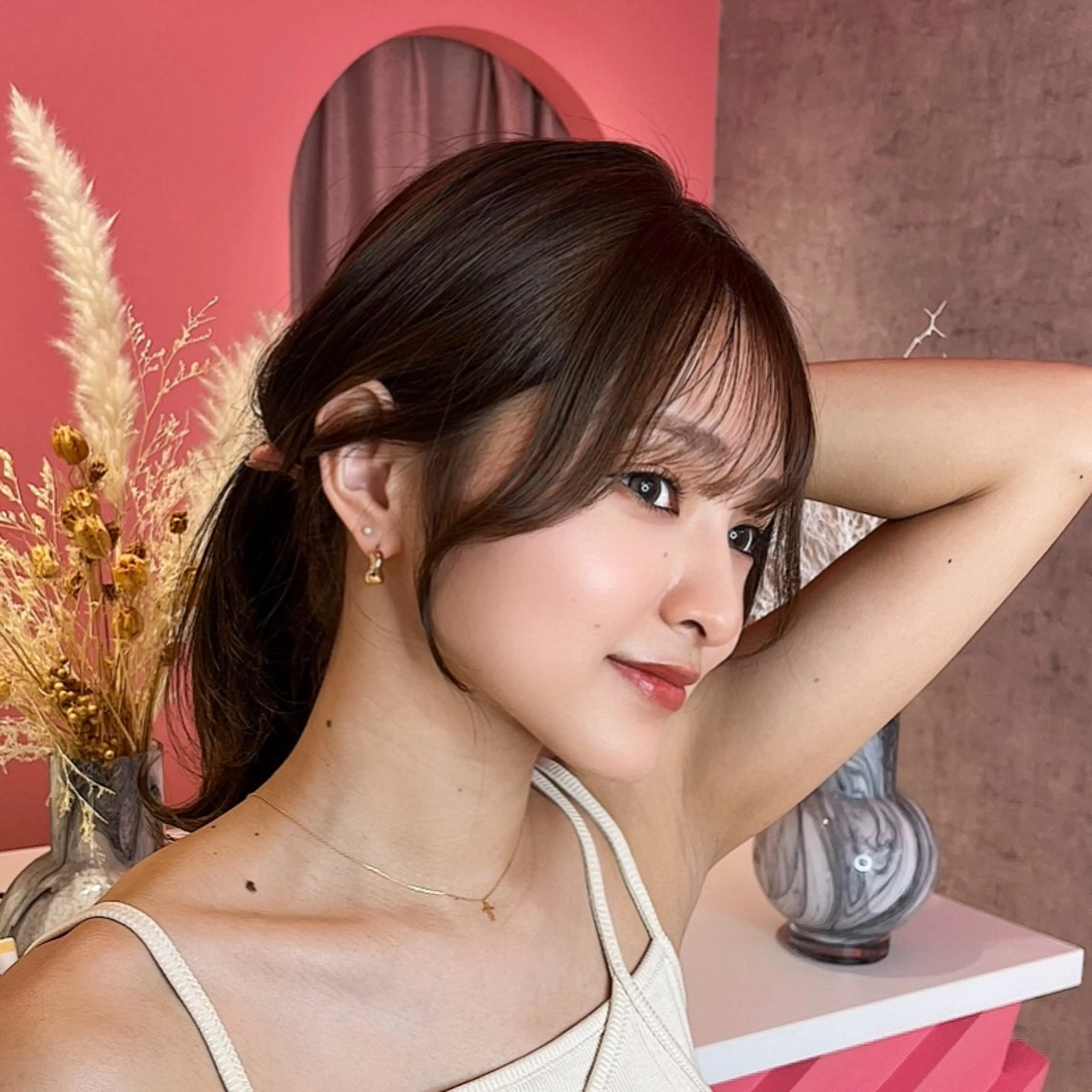 ミディアム カラー カット ヘアカラー トリートメント 山崎/ボブ縮毛矯正 レイヤー髪質改善のヘアスタイル