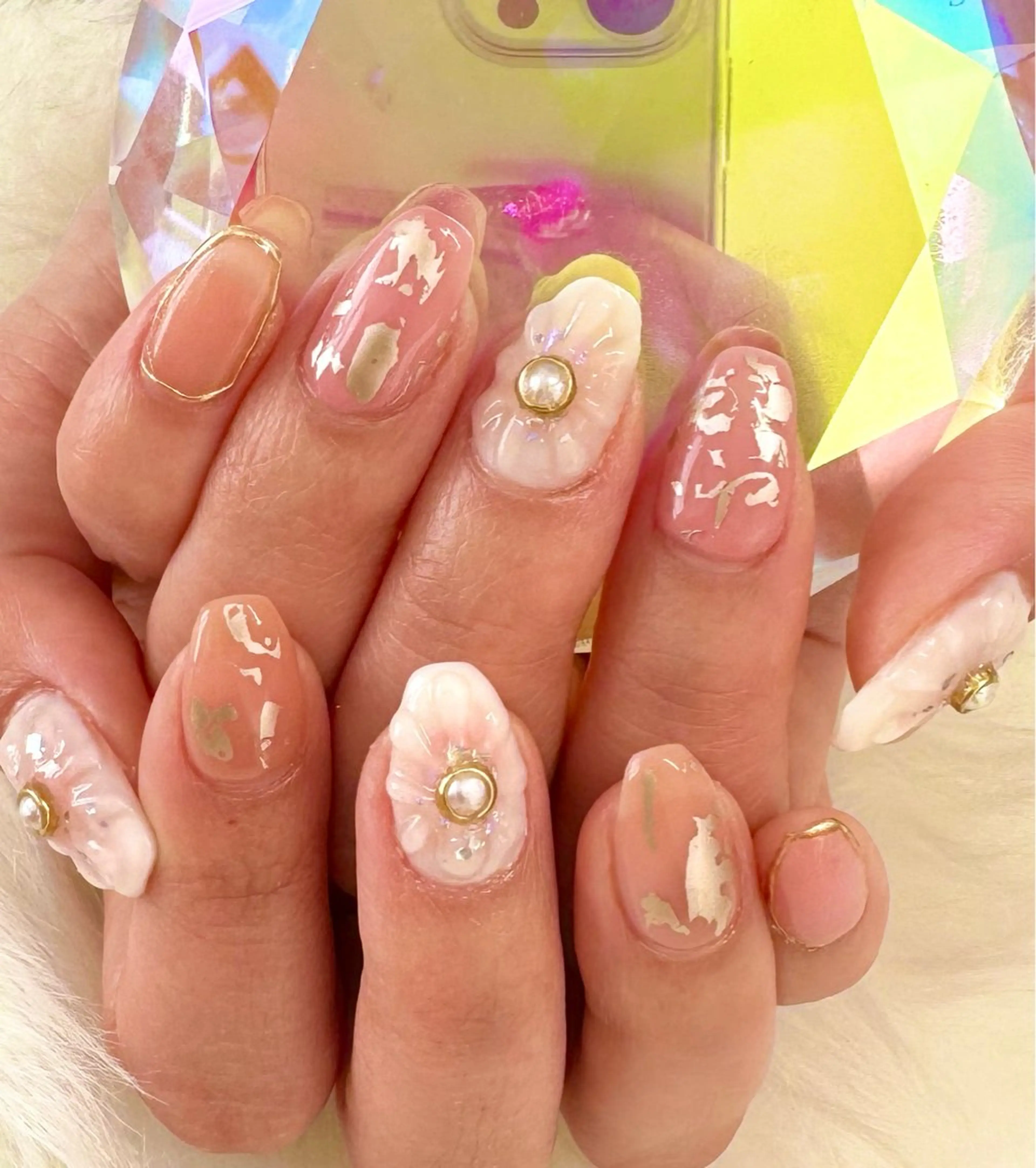 ネイル アートネイル フラワーネイル ミラーネイル オフィスネイル ピンク ネイルサロン Laque.のネイルデザイン