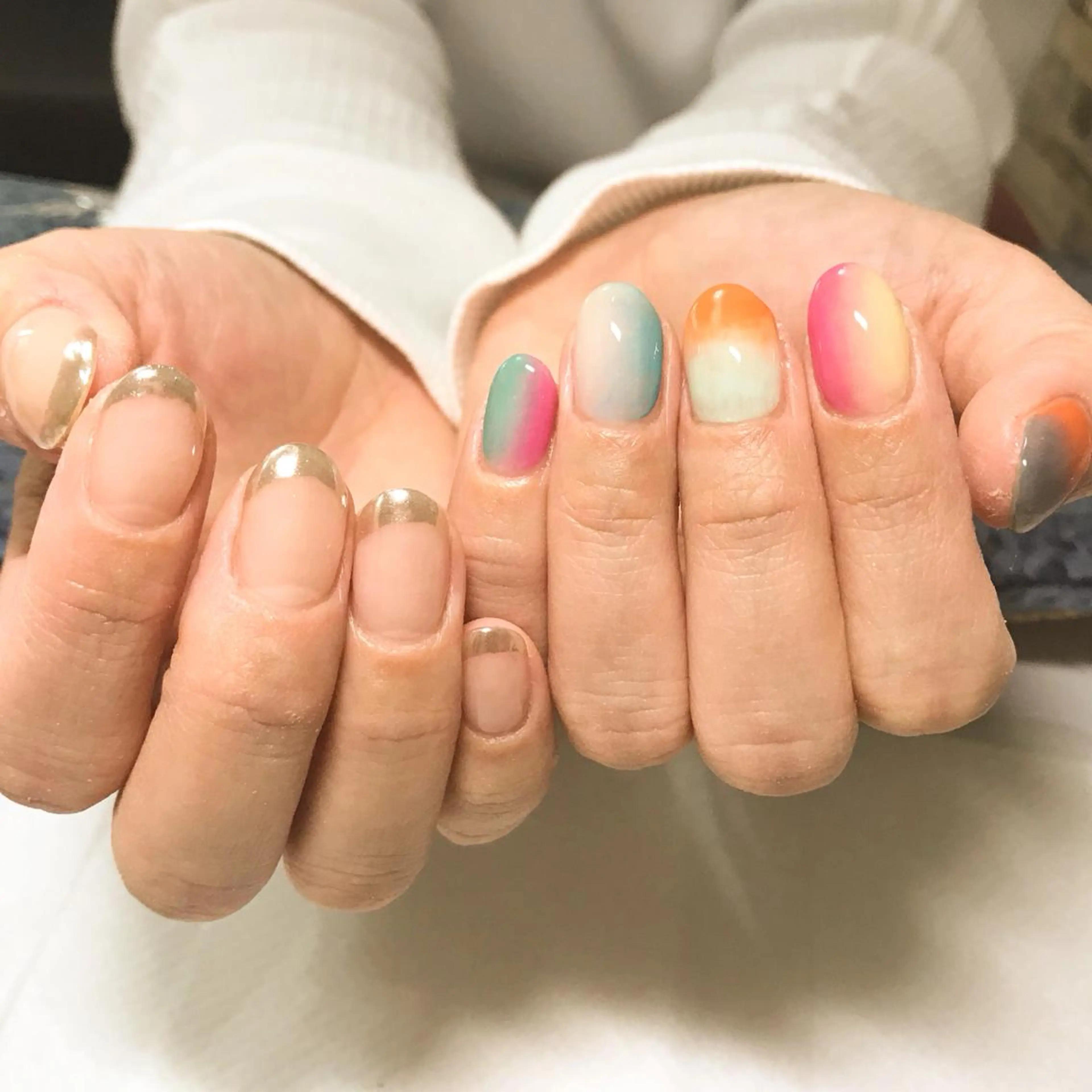 ネイル フットネイル フレンチネイル グラデーション ミラーネイル シンプルネイル ネイル フフラ所属・nail fufla ♡yamane♡のネイルデザイン