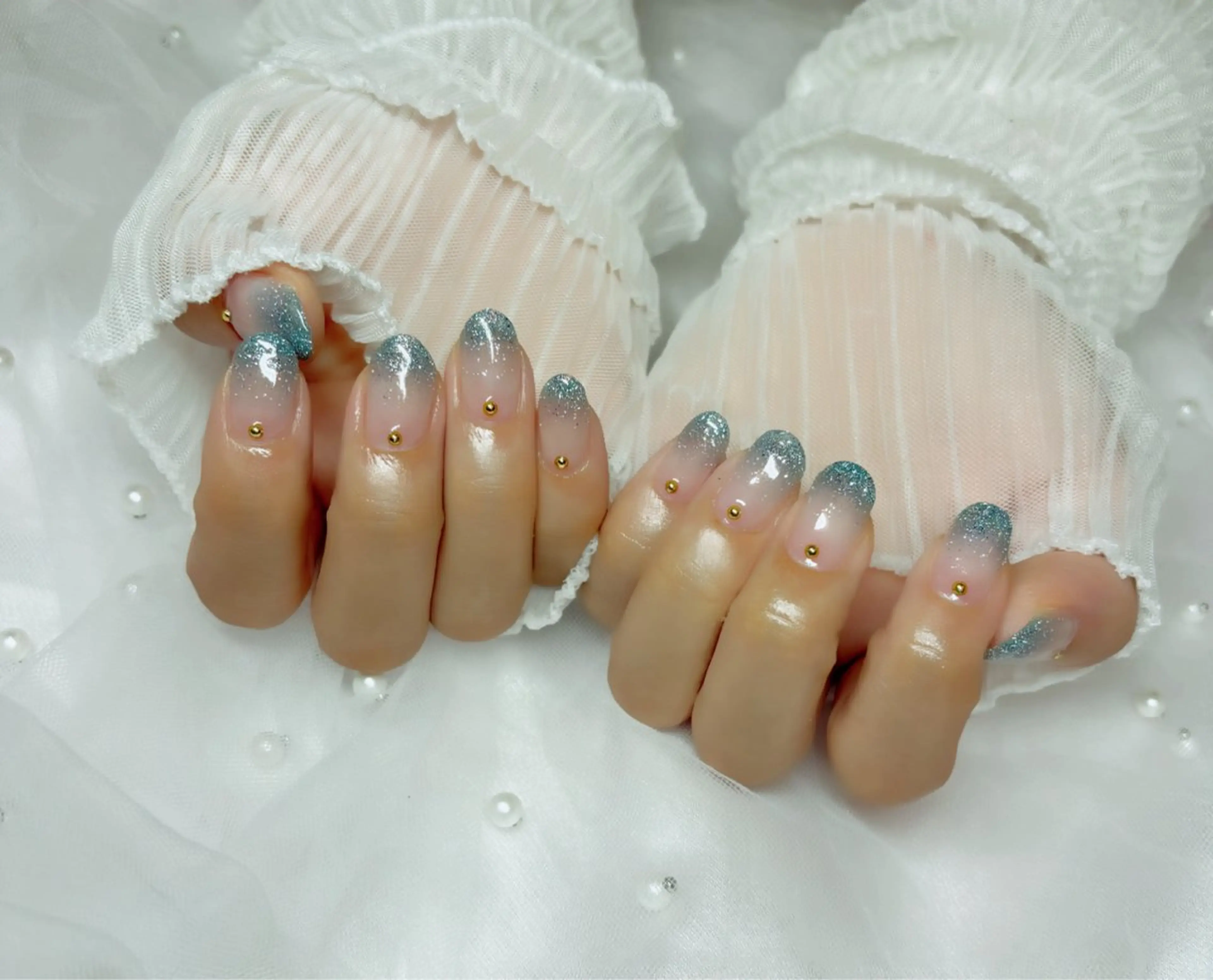 ネイル フラッシュネイル 水色 ハンドネイル Nail Salon macherieのネイルデザイン
