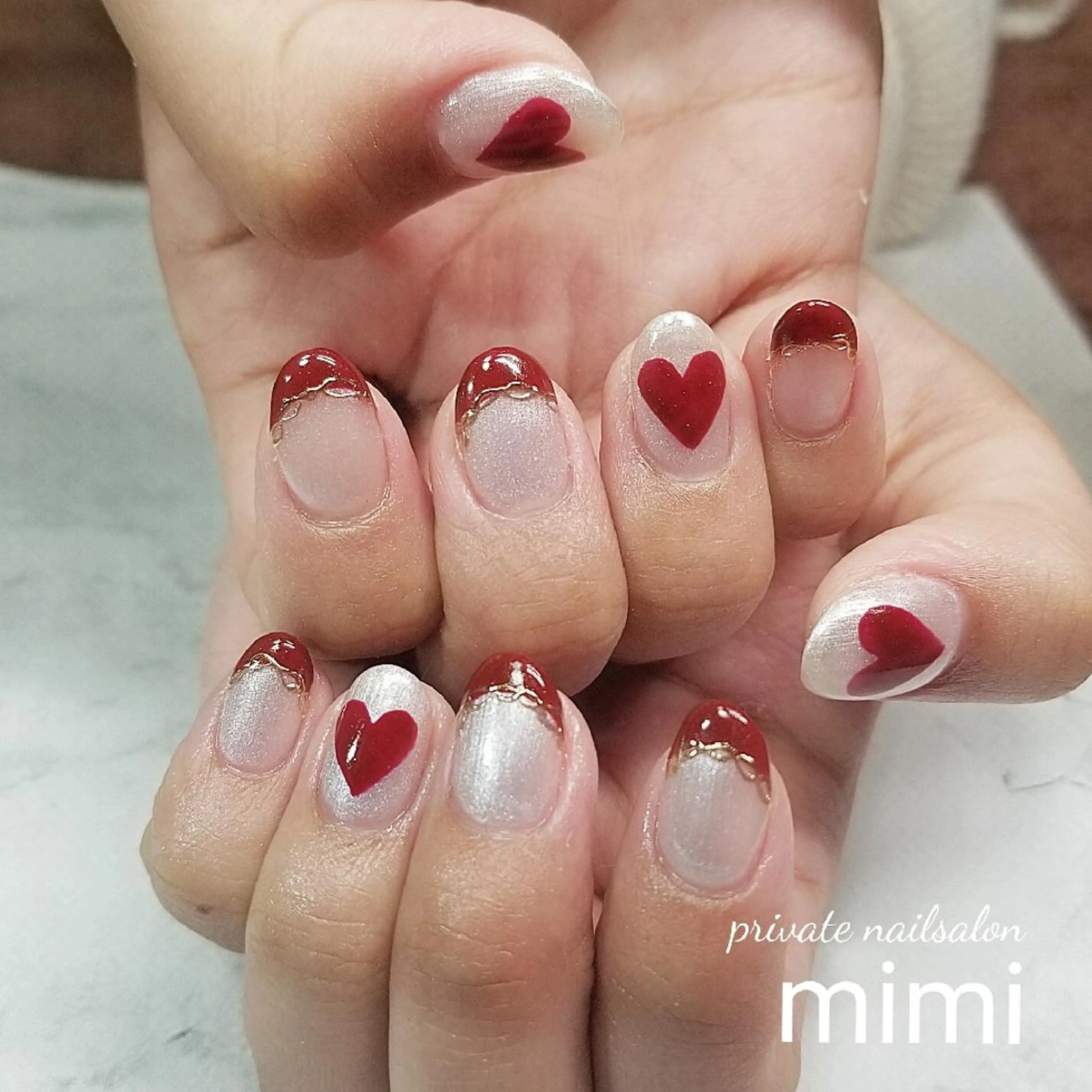ネイル ハート ハンドネイル 博多ネイル ｍｉｍｉのネイルデザイン