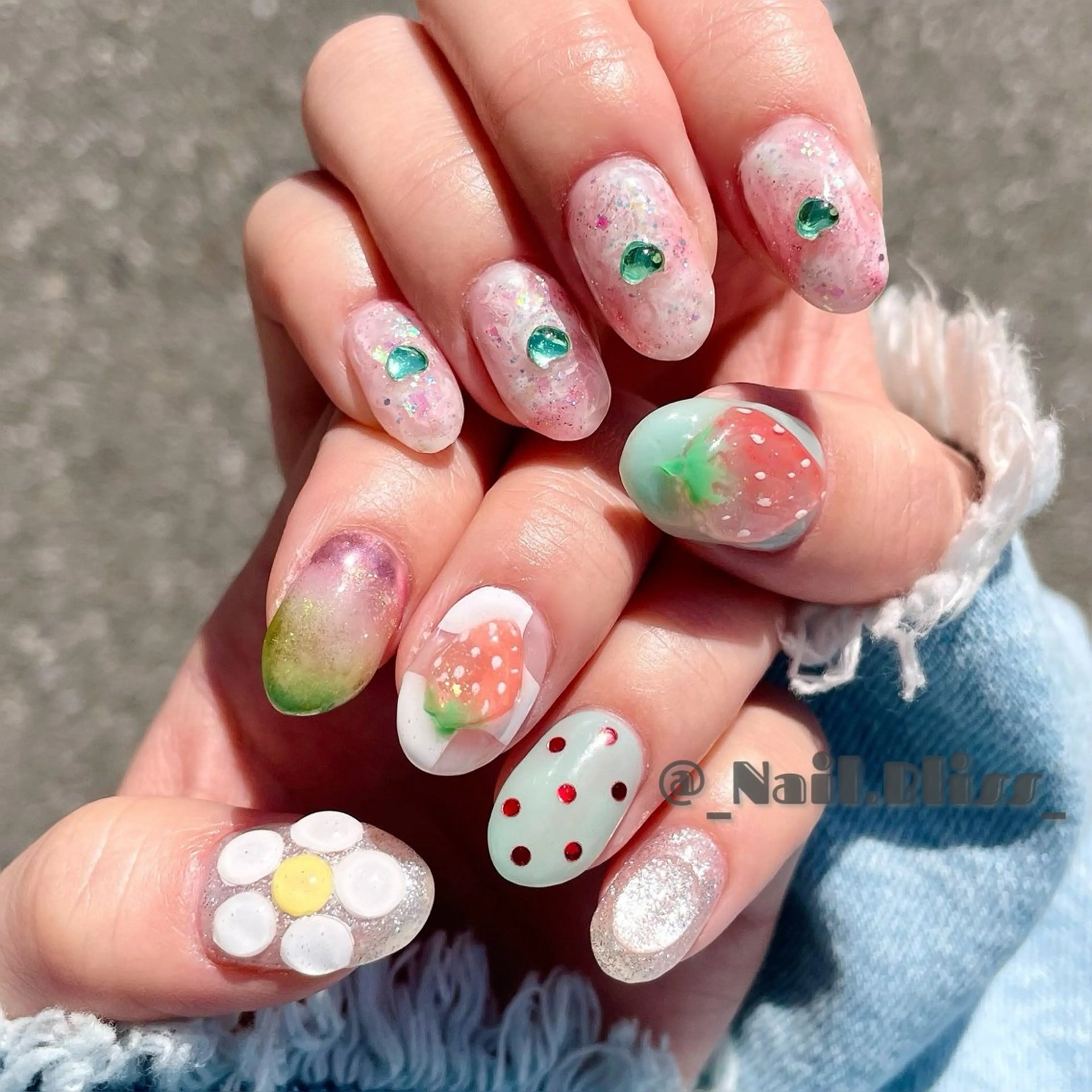 ネイル ぷっくりネイル 春ネイル ハンドネイル NAIL BLISSのネイルデザイン