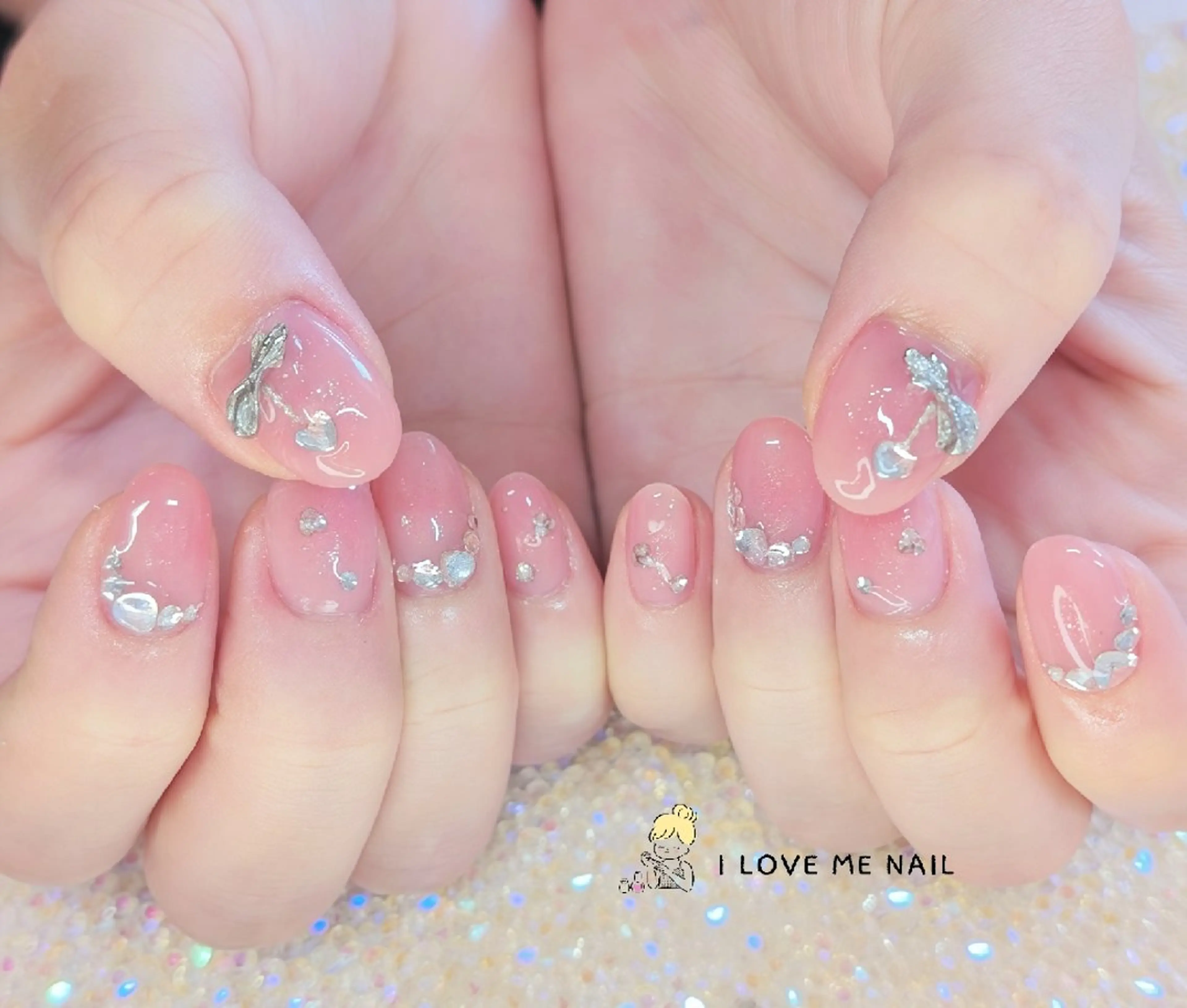ネイル 長さ出し ハート 韓国ネイル マグネットネイル ニュアンスネイル I LOVE ME  NAIL.｡.:*♡のネイルデザイン