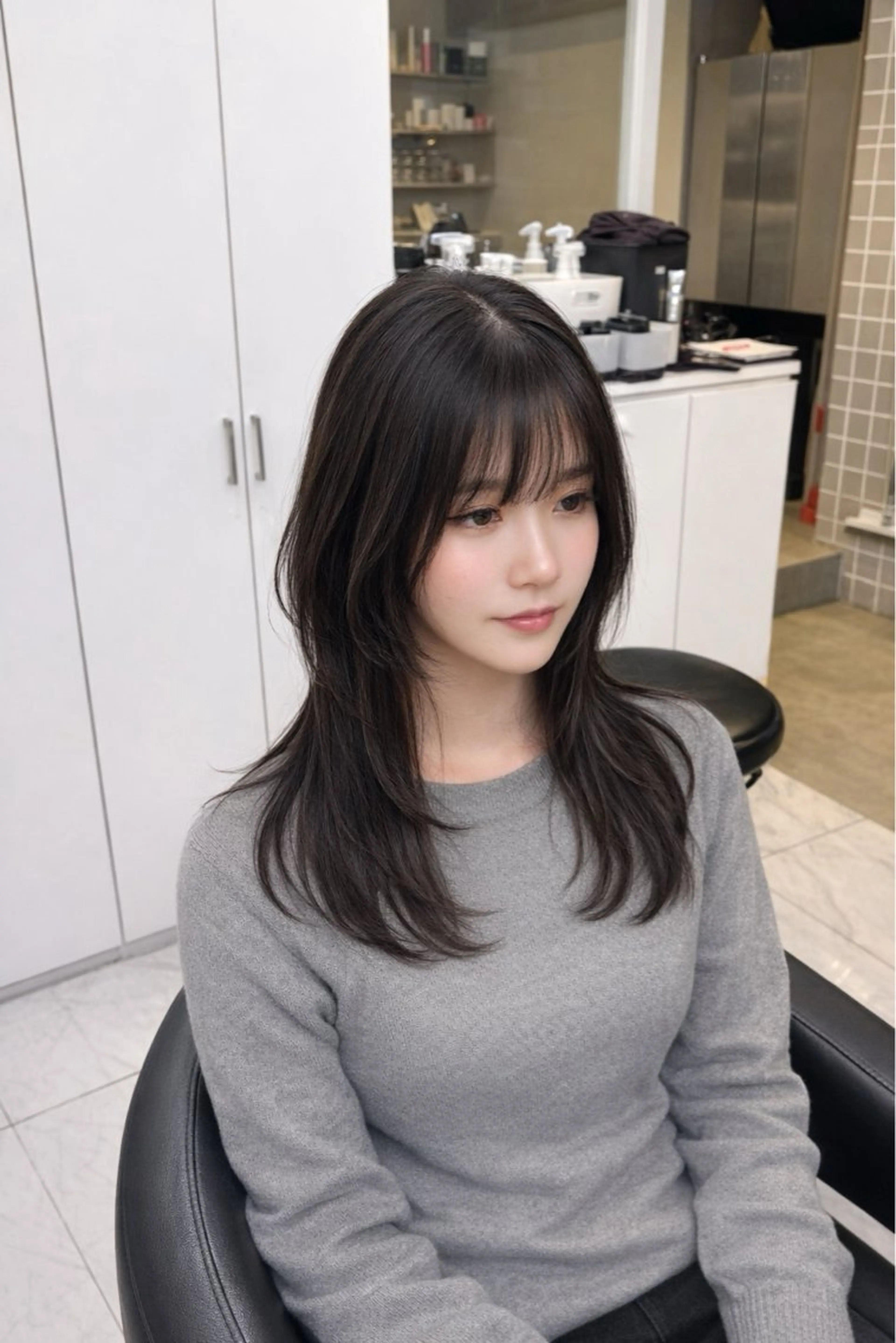 ロング カラー カット ヘアカラー トリートメント ヘッドスパ y2k✩︎⡱レイヤー ウルフ/オリーブ🍀のヘアスタイル