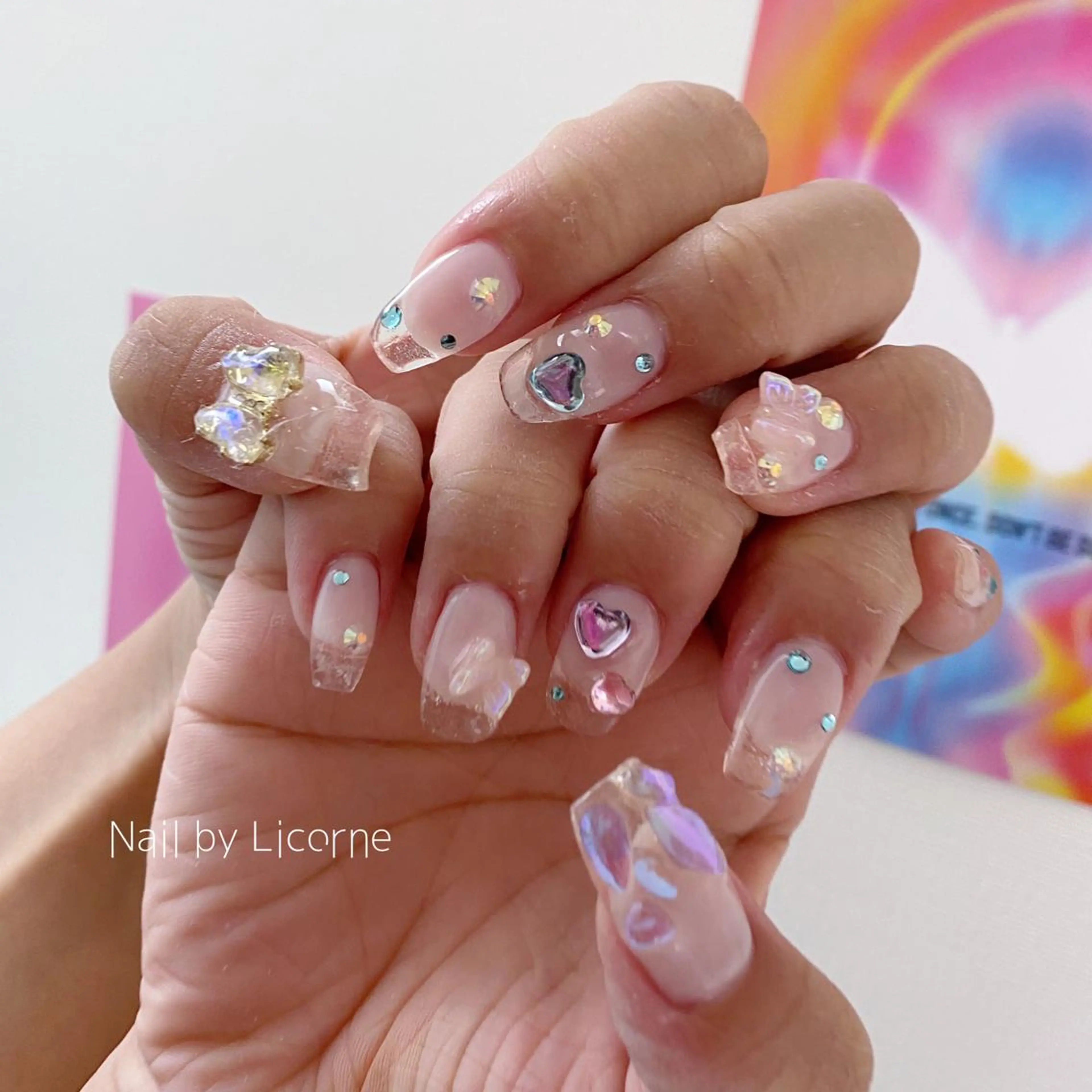 ネイル アートネイル オーロラネイル クリアネイル フレンチネイル 氷ネイル・うるうるネイル ハンドネイル Nail by Licorneのネイルデザイン