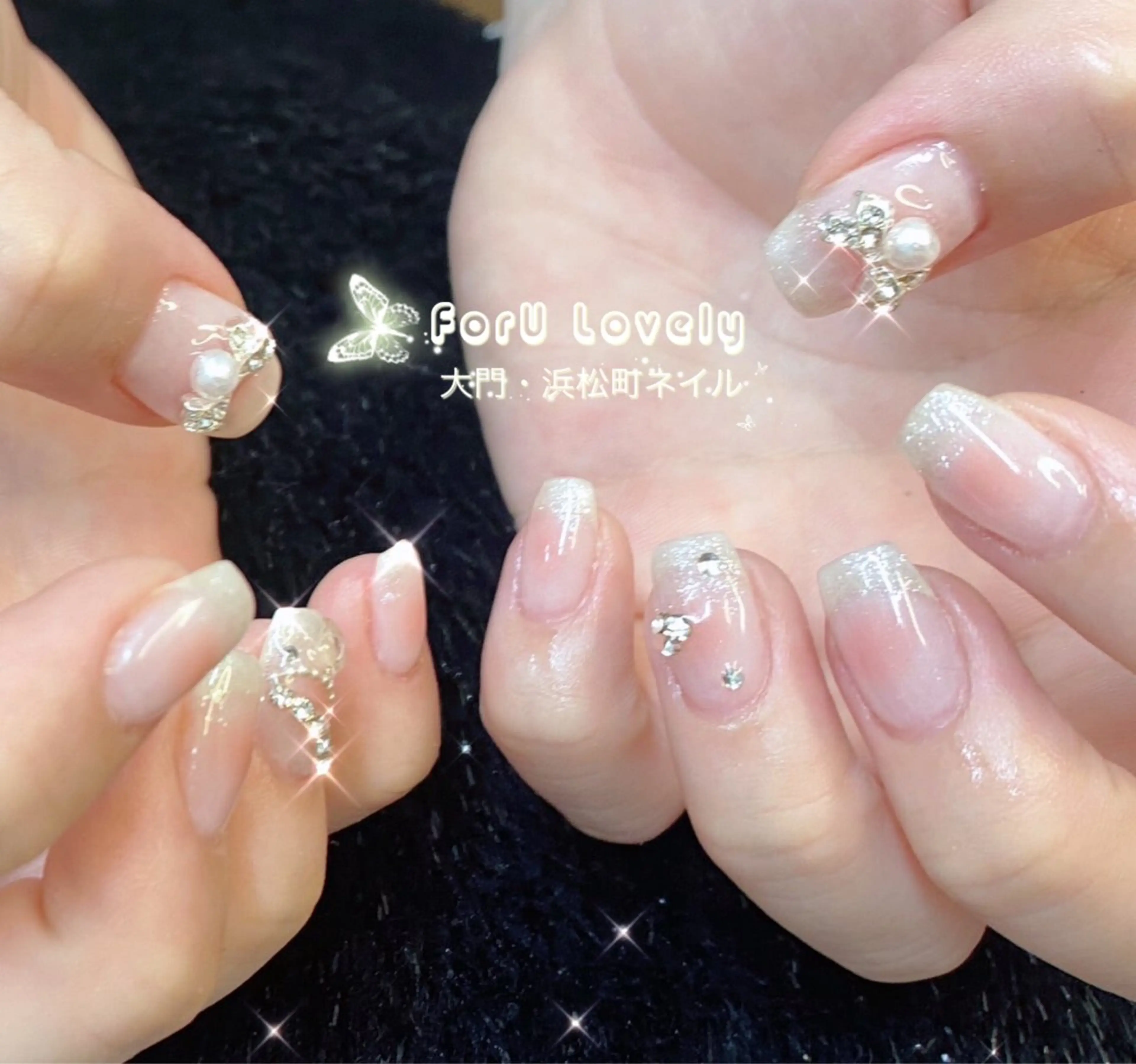 ネイル べっ甲ネイル 長さ出し フレンチネイル ジェルネイル 韓国ネイル 大門浜松町 ネイルのネイルデザイン