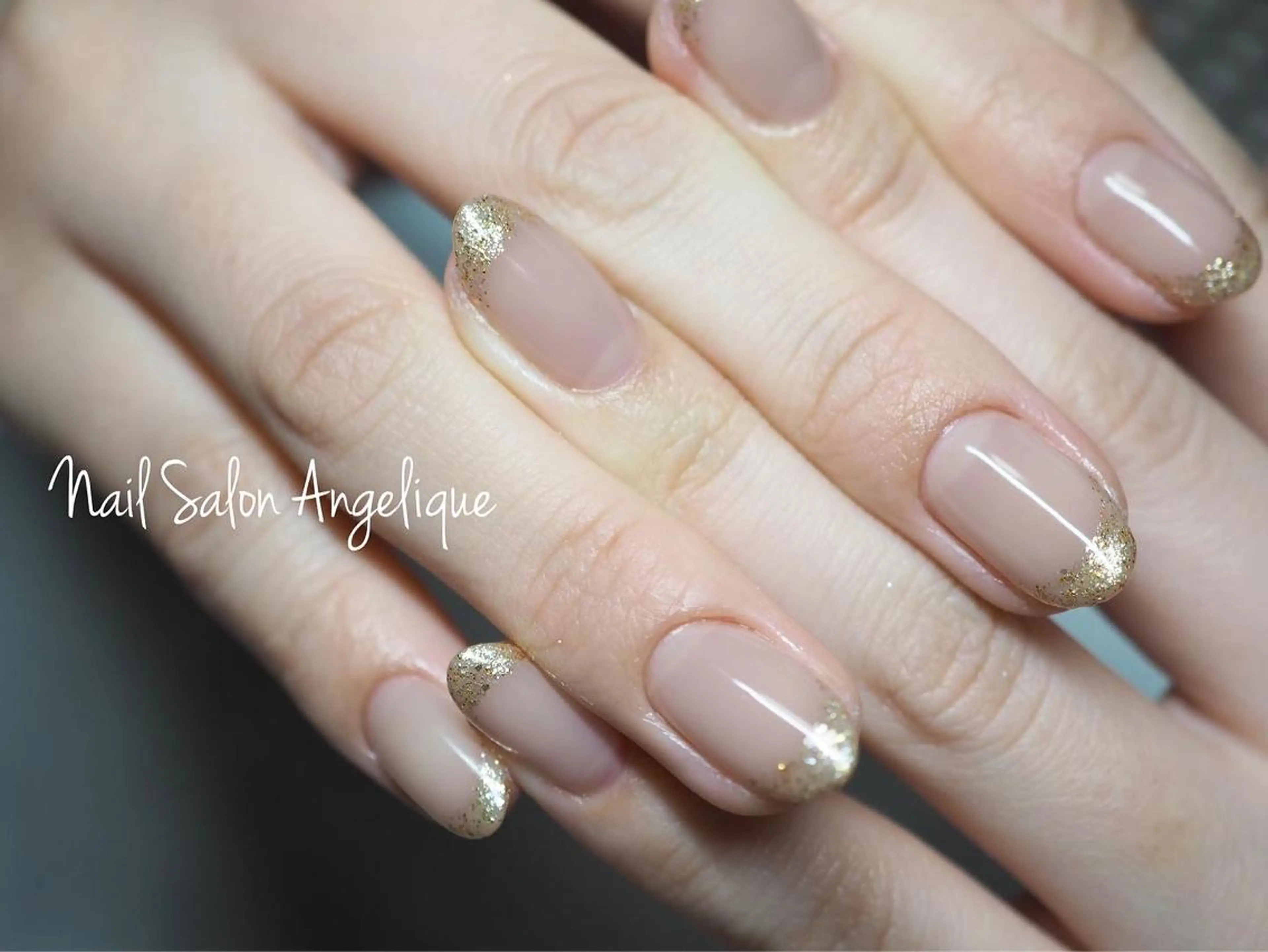 ミディアム ネイル クリアネイル フレンチネイル キラキラネイル ハンドネイル Nailist Rumiのネイルデザイン