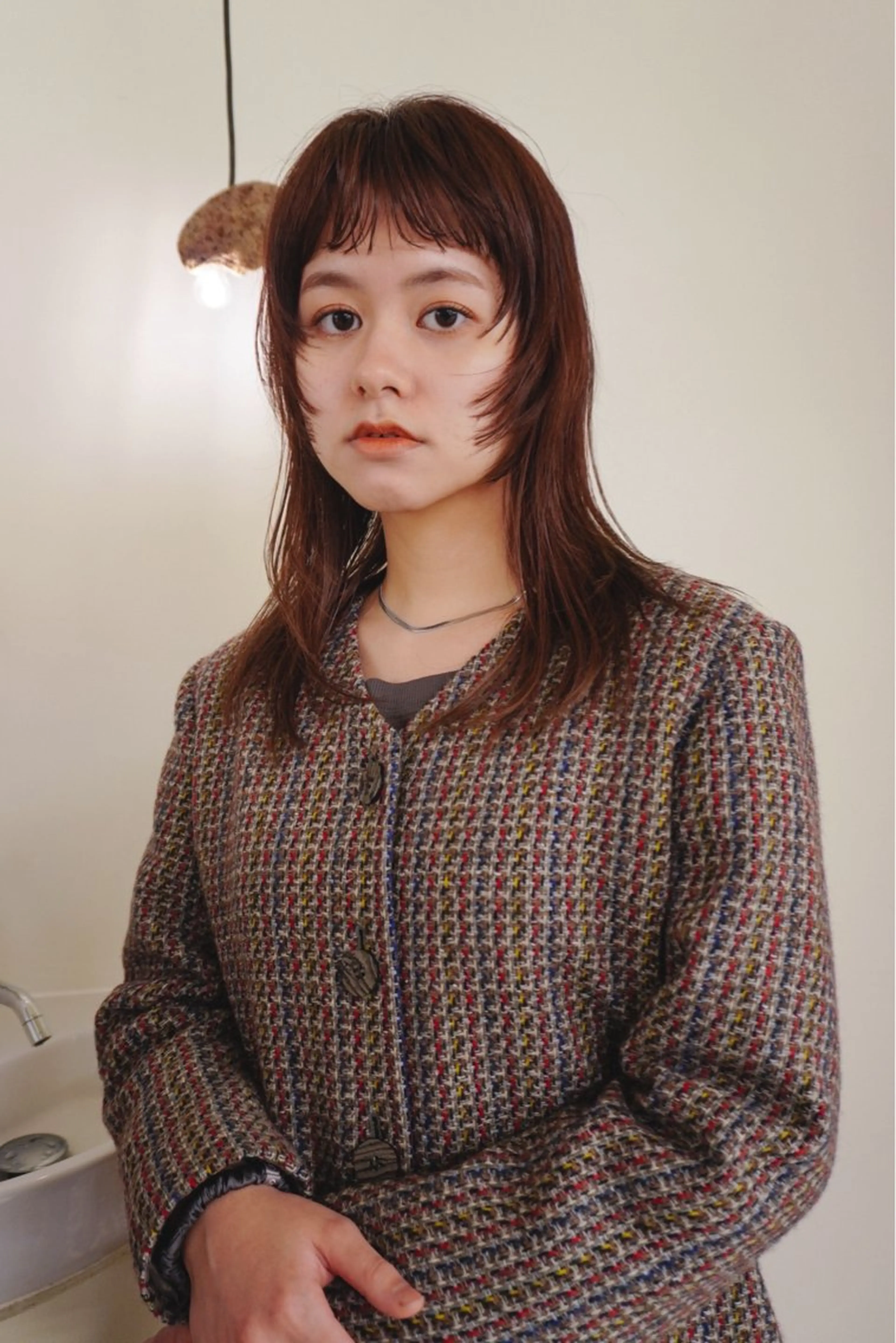 ロング カラー レイヤーカット オン眉 メンズハイトーン/栄 /イトウタケルのヘアスタイル